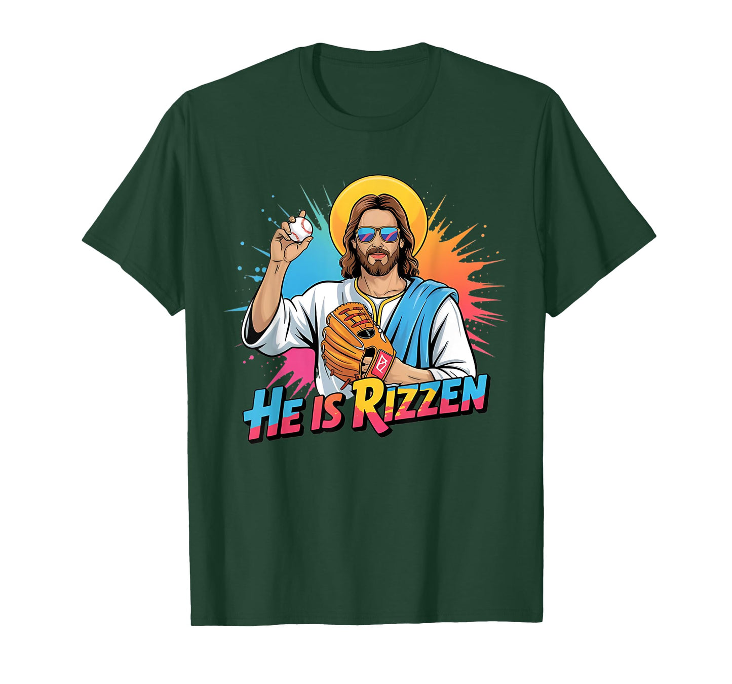 Funny He Is Rizzen Jesus Shirt Baseball Boys Kids Easter T-Shirt