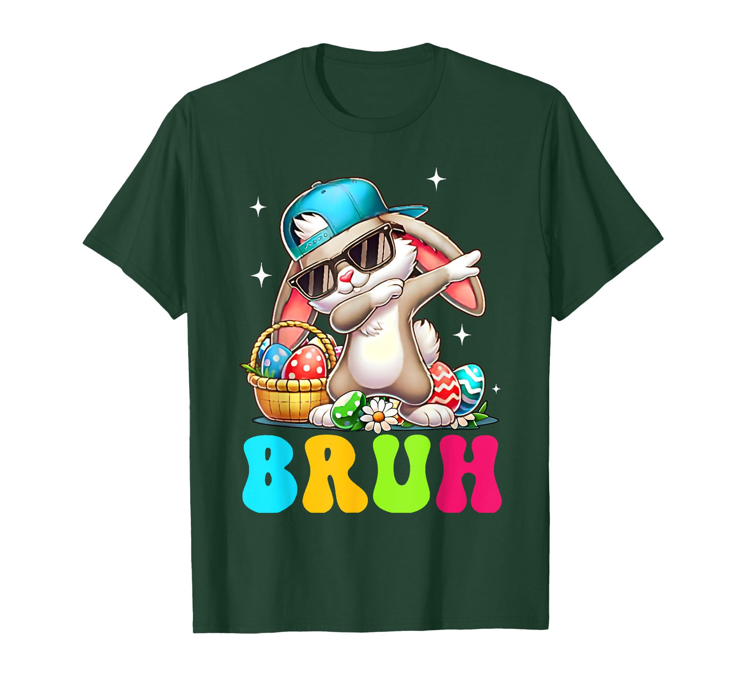 Funny Easter Kids Tee Bunny Easter Funny Bruh Dabbing T-Shirt