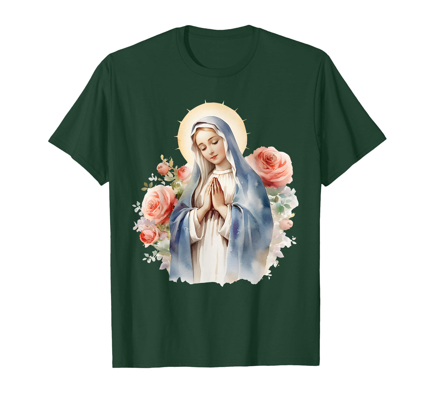 Blessed Mother Mary Mother of Jesus Roses Our Lady Catholic T-Shirt