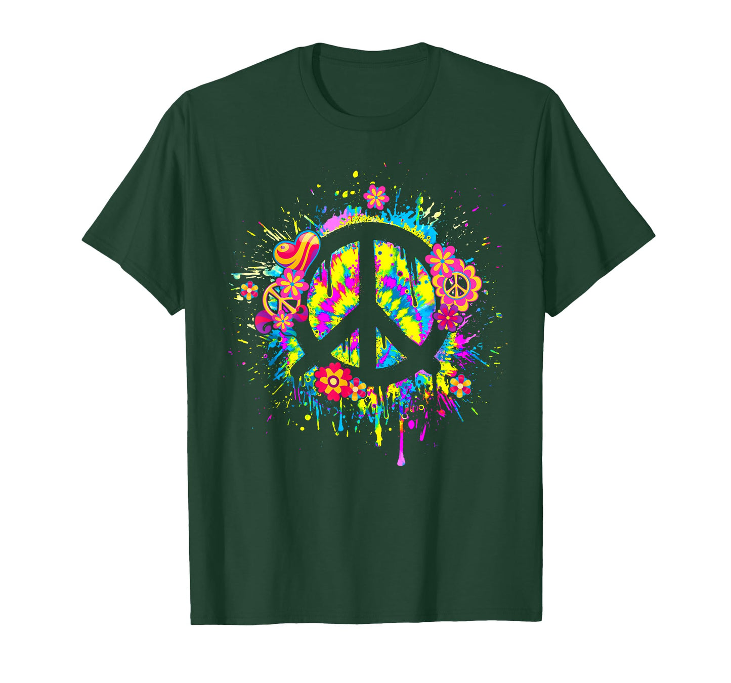 Groovy Hippie 70s Style Flowers Peace Sign World Peace Day T-Shirt