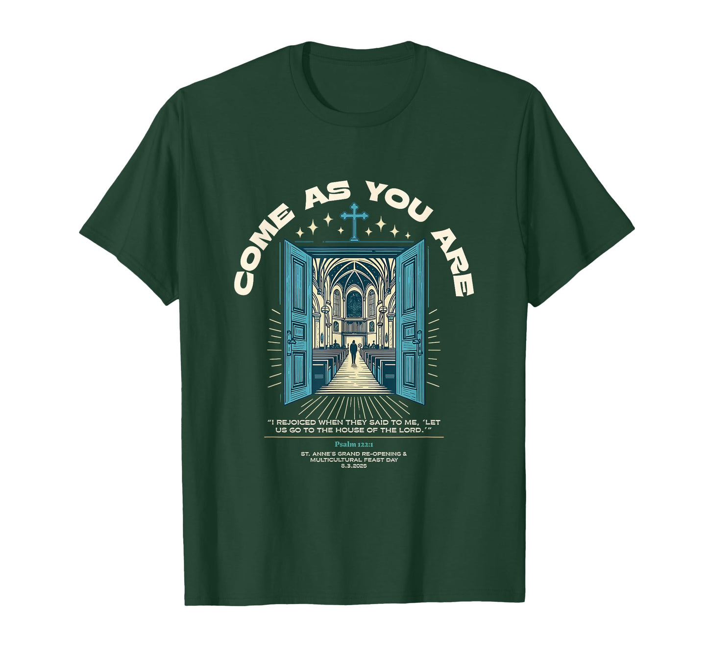 Church-Welcome-Tee-Psalm1221-OpenDoors Dark T-Shirt