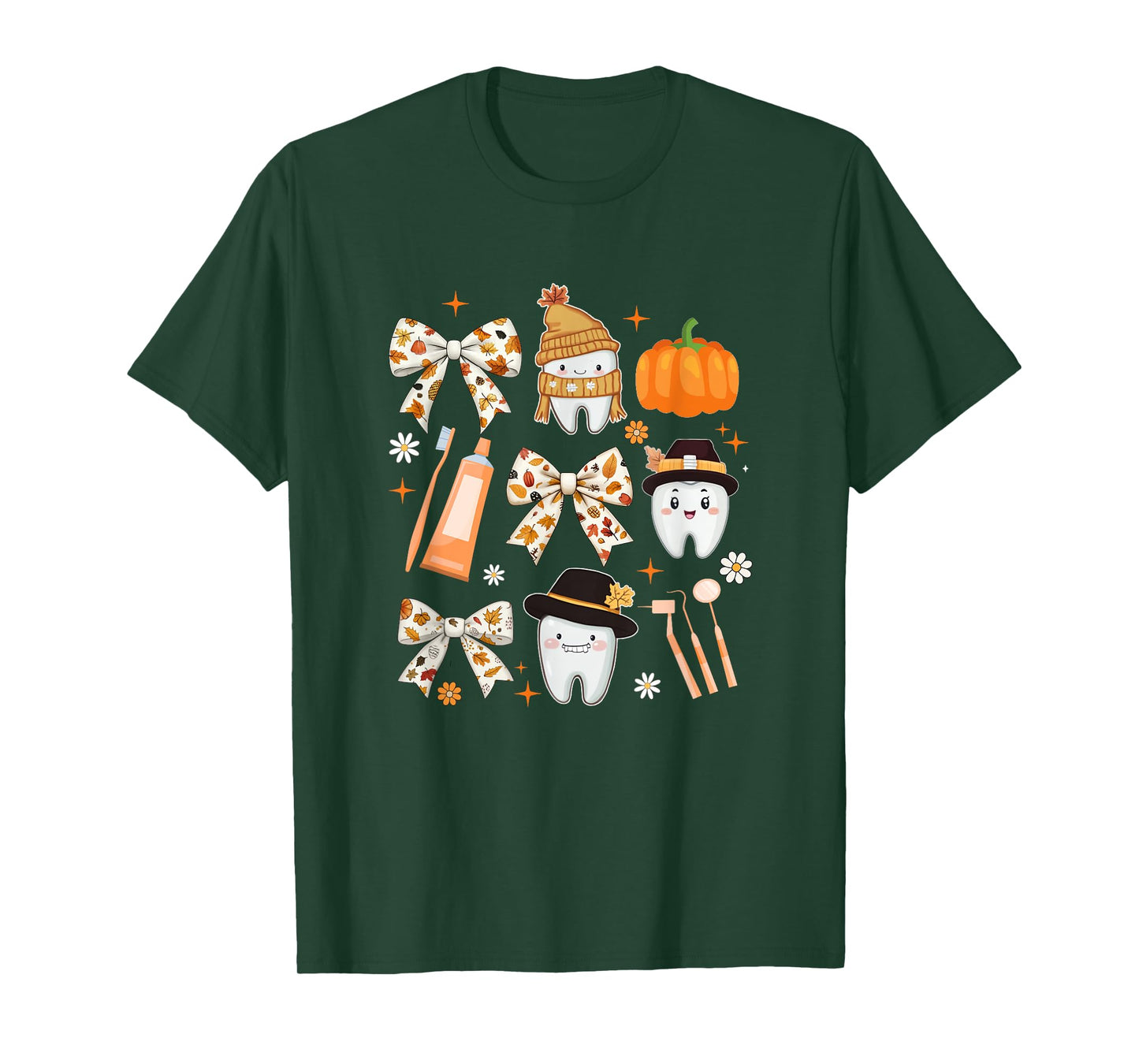 Coquette Bow Dental Squad Fall Autumn Dentist Assistant T-Shirt