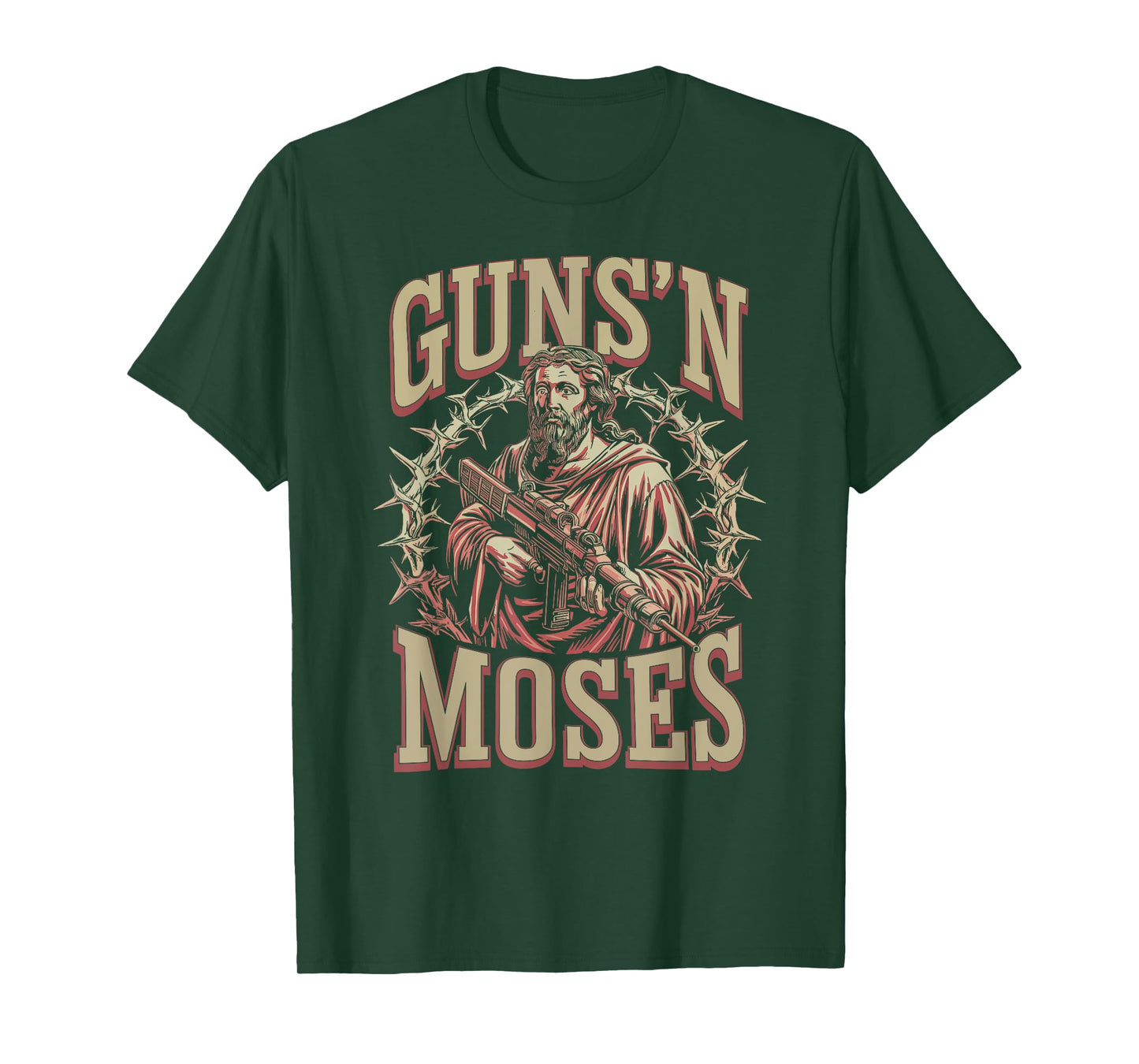 Guns N Moses, Religious Christian Bible Moses Gun Lover T-Shirt