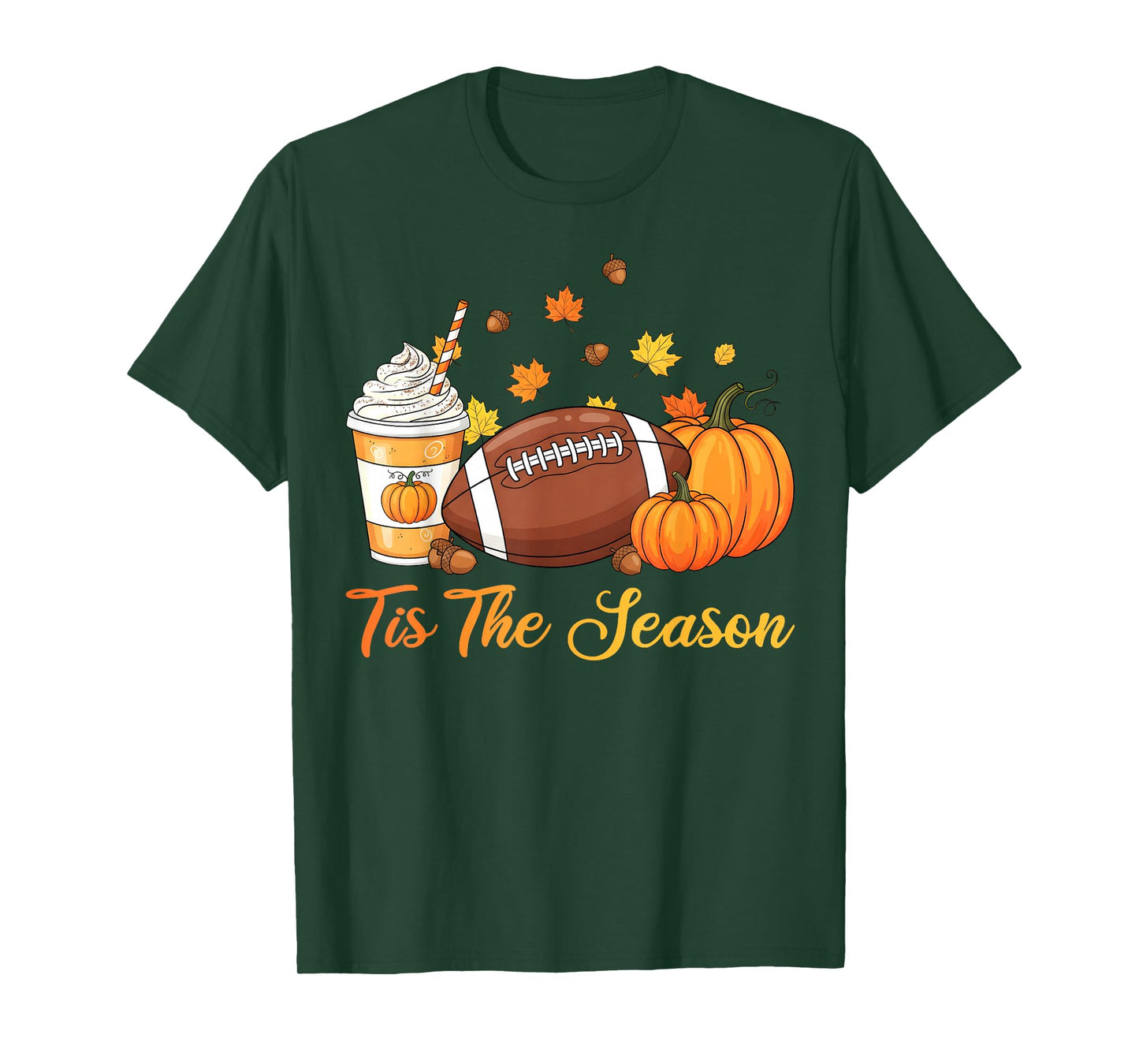 Pumpkin Spice Football Tis The Season Fall Thanksgiving T-Shirt