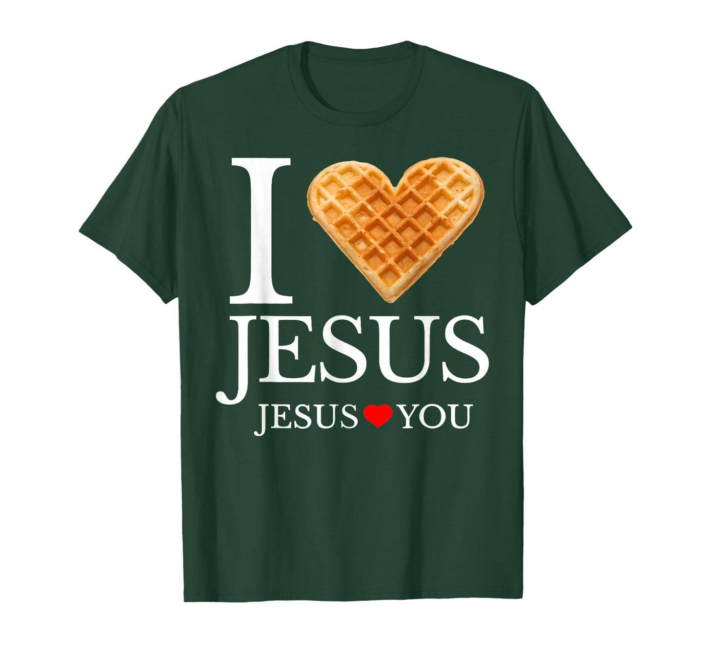 I Love Jesus Waffle Heart Funny Christian Breakfast T-Shirt