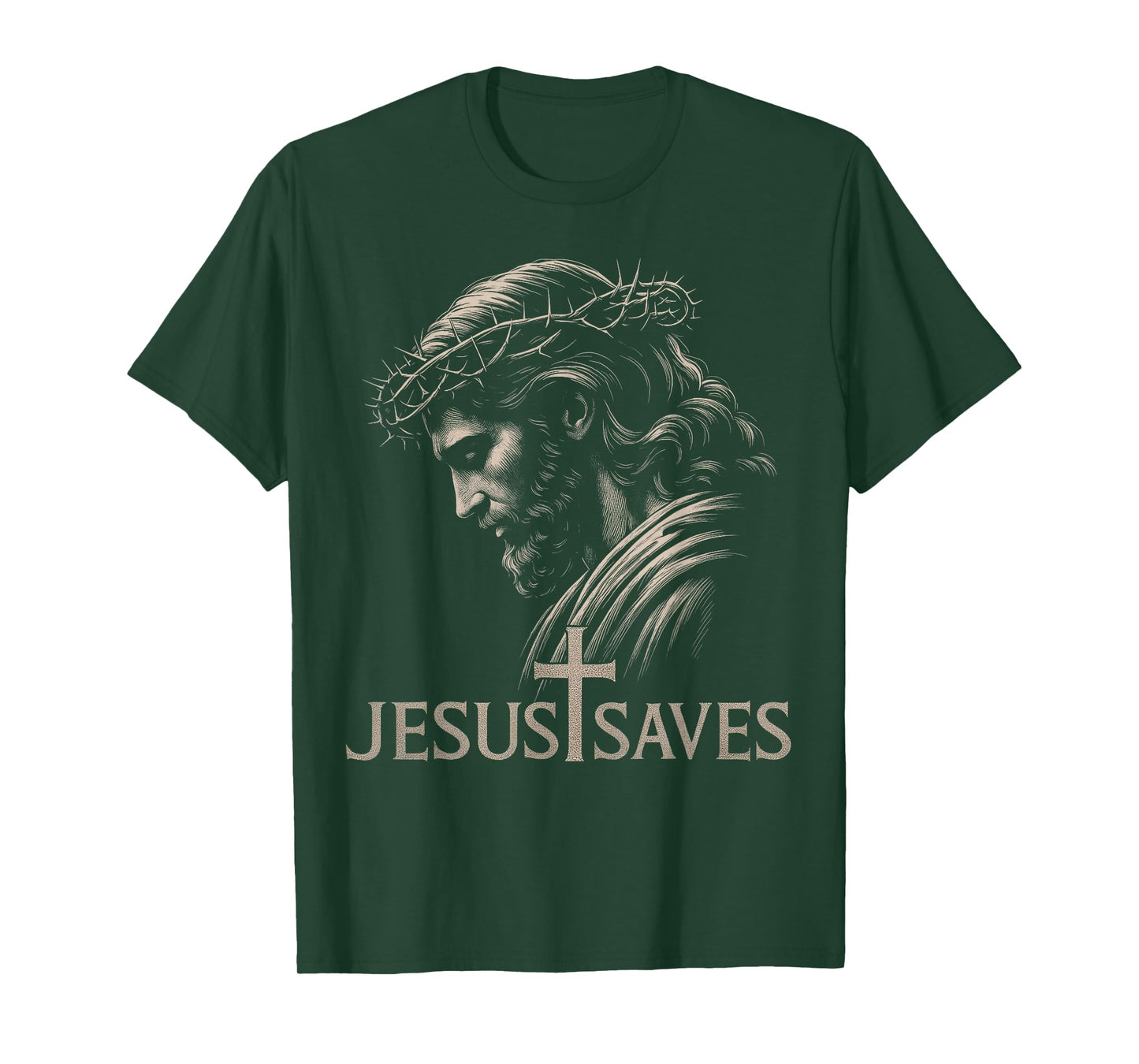 HUGvyn Jesus Saves Minimalist Christian Faith Cross American T-Shirt