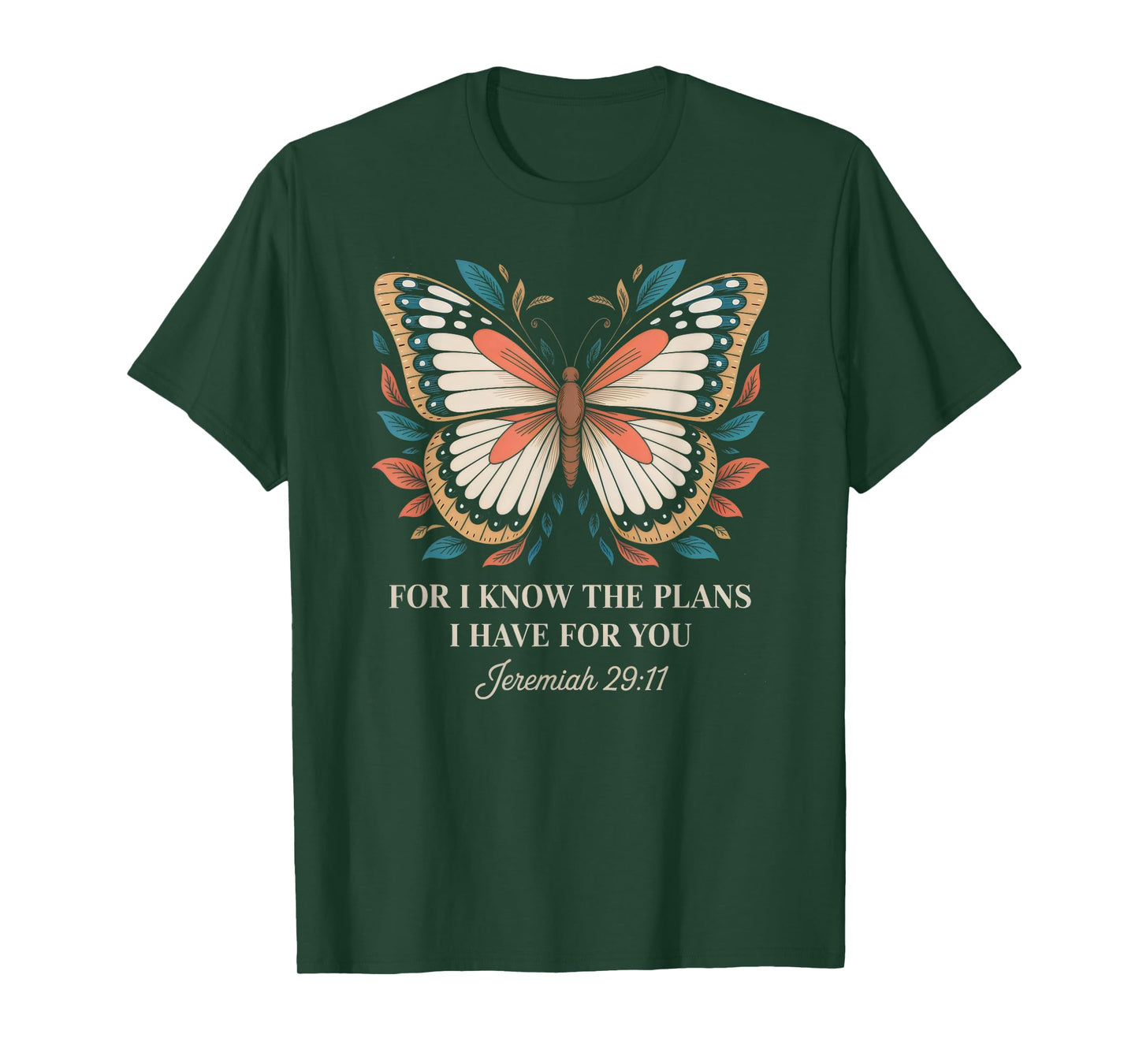 Inspirational Jeremiah 29:11 Butterfly Christian Bible Verse T-Shirt