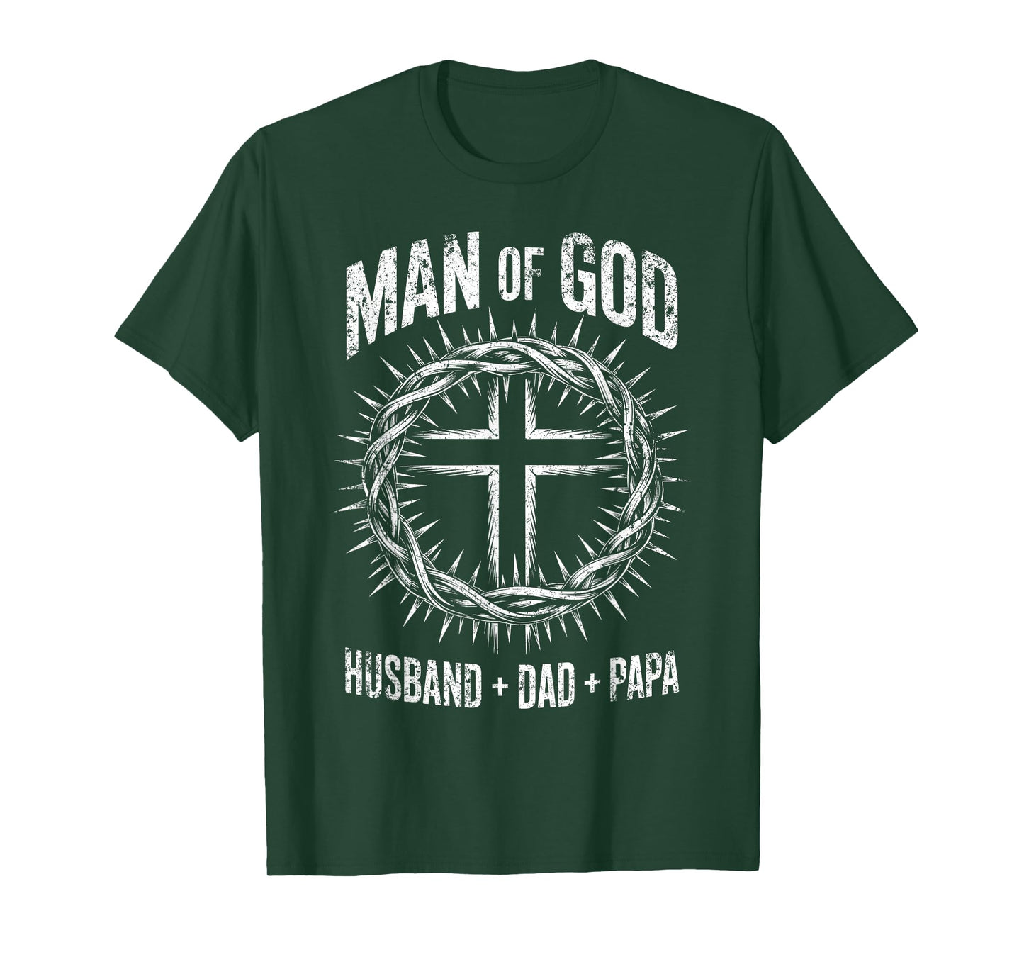 Man Of God Husband Dad Papa Cross Fathers Day Men Christian T-Shirt