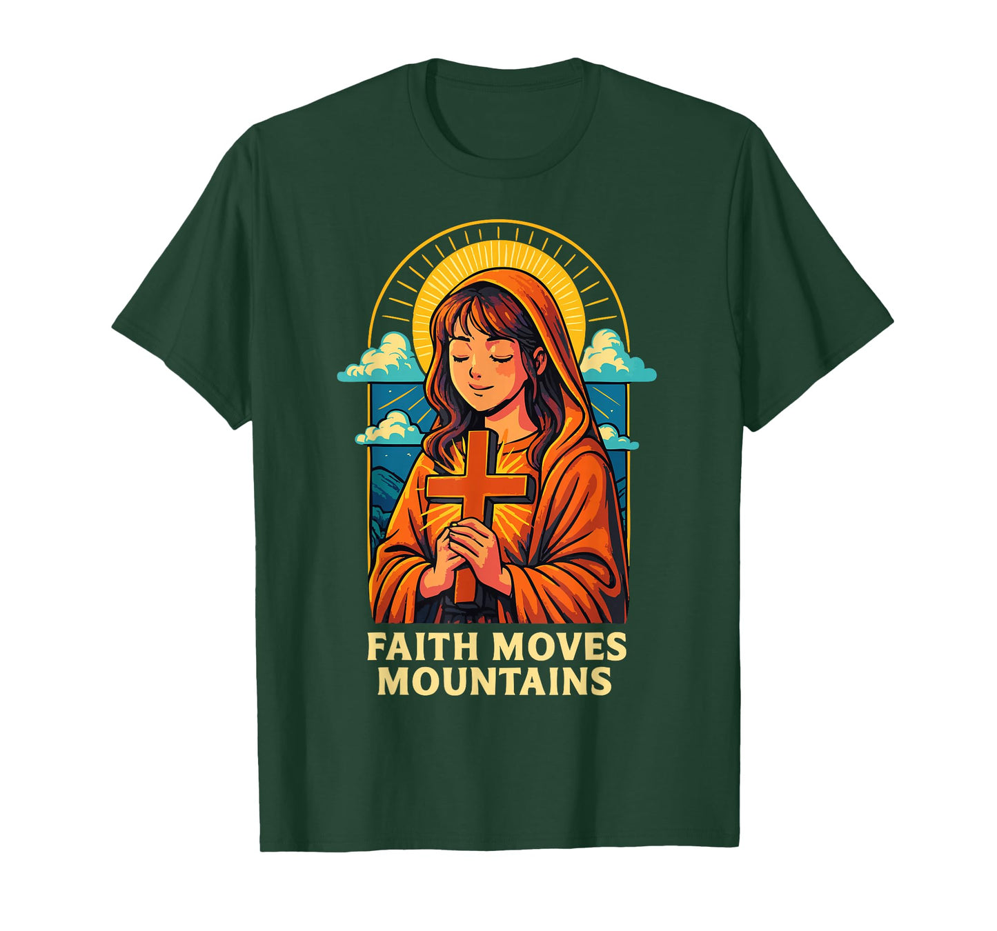 Faith Moves Mountains Christian Anime Manga Jesus Prayer T-Shirt