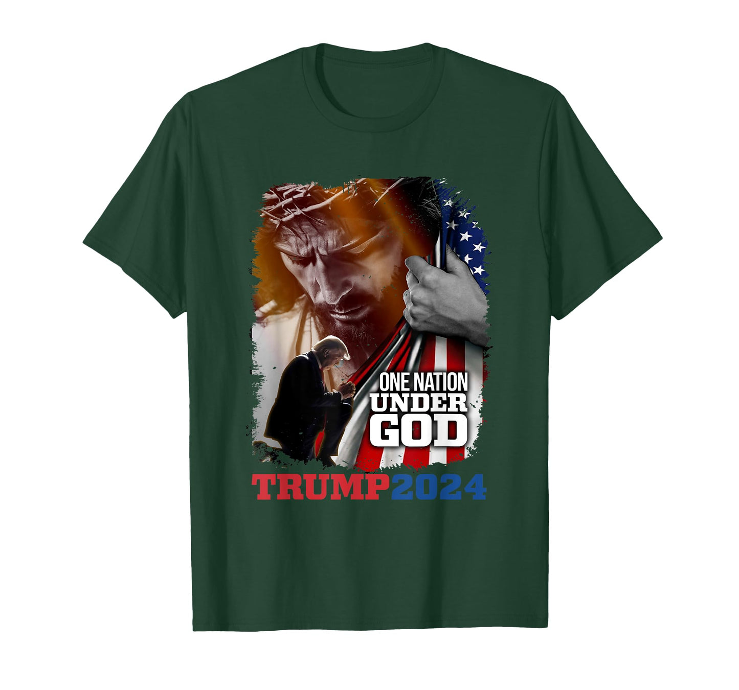One Nation Under God President Trump 2024 America Christian T-Shirt