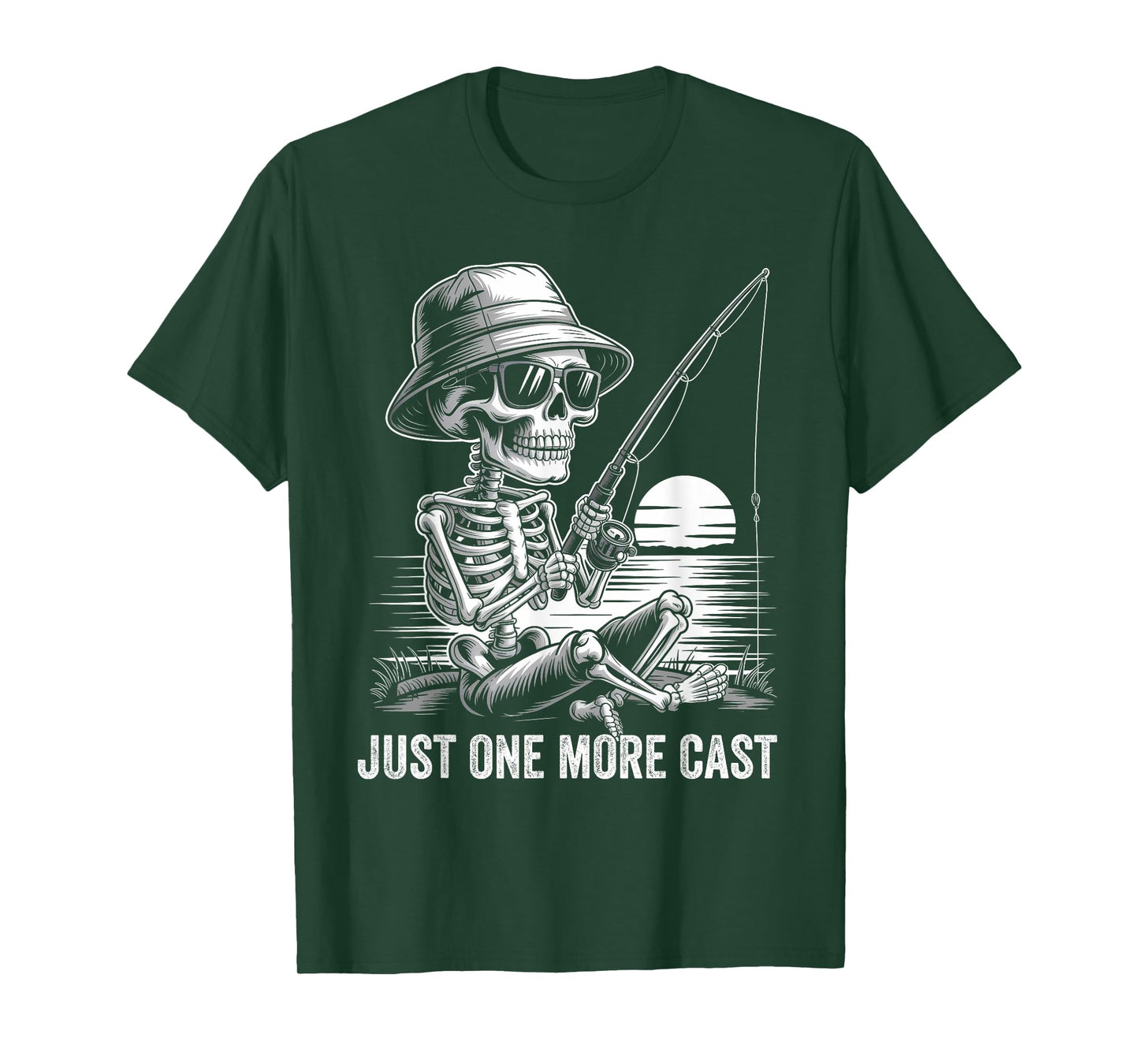 Mens Skeleton Fishing Just One More Cast Humor Gifts Fisherman T-Shirt