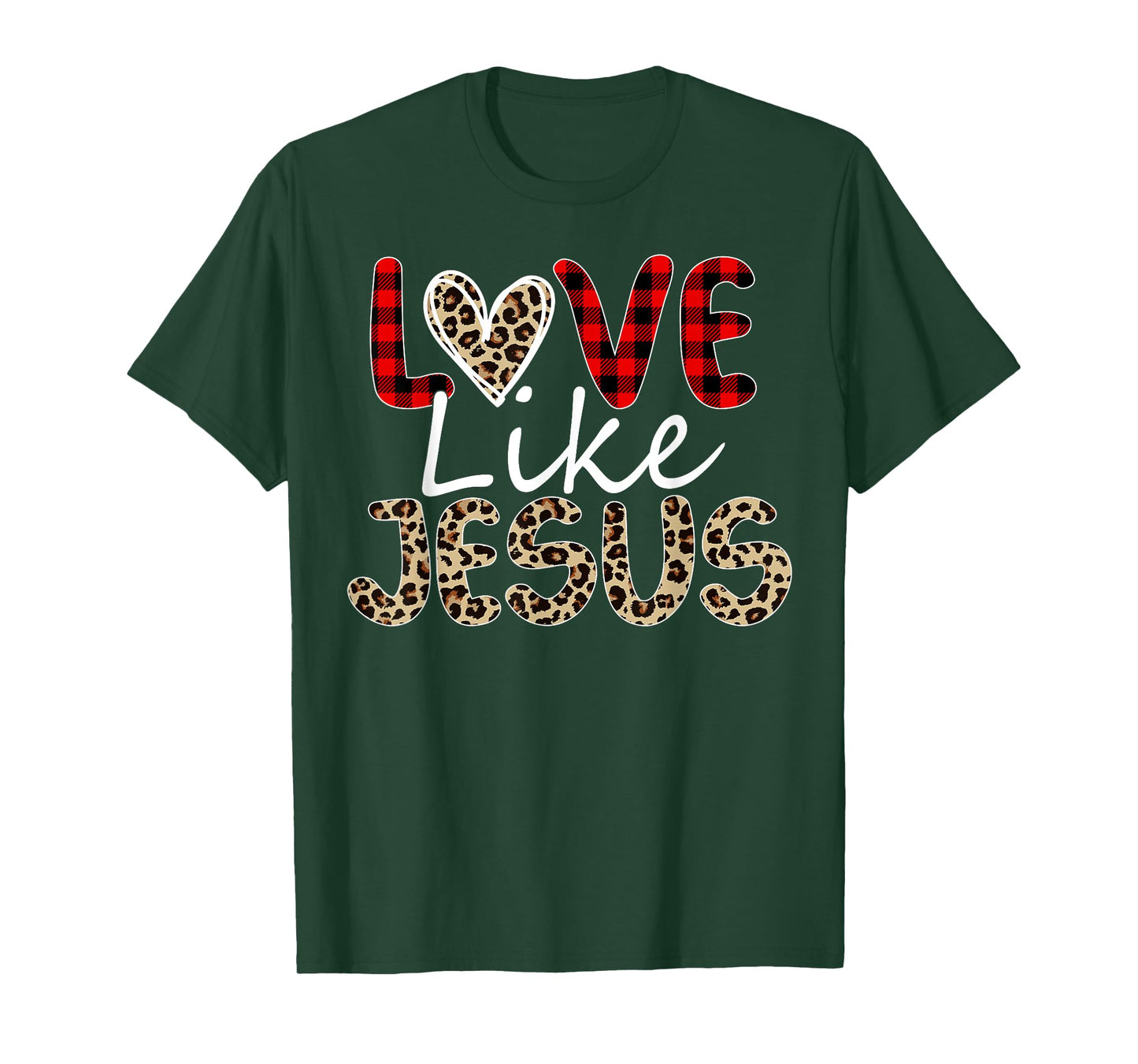 Faith Bible Blessed Christian Heart Gifts Boy Girl Love Like Jesus Christian God Cheetah Leopard Valentine Day T-Shirt