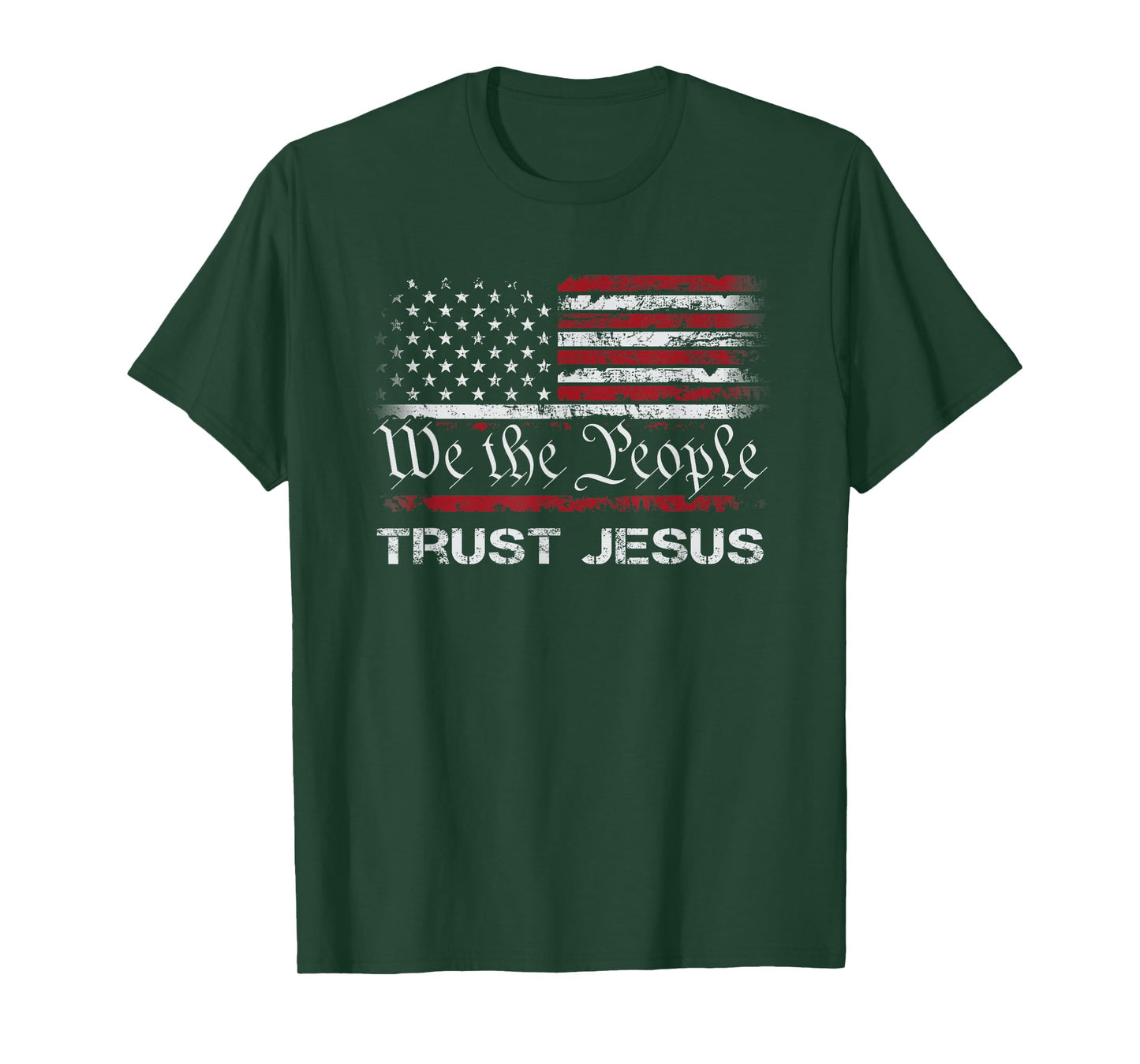 We The People Trust In Jesus - Christian Patriotic USA Flag T-Shirt