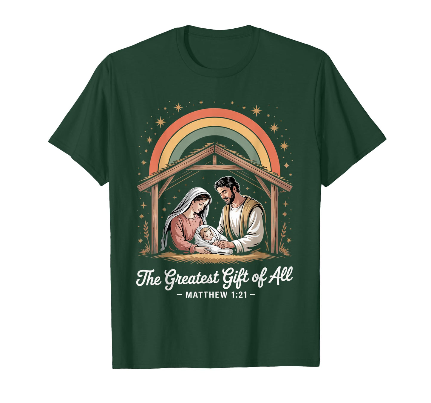 Jesus Nativity Scene Greatest Gift of All Christmas Faith T-Shirt