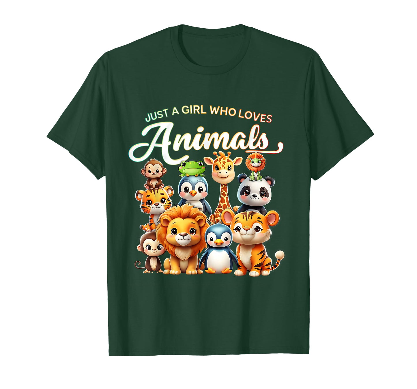 Just Girl Who Loves Animals Wild Safari Cute Zoo Animals T-Shirt