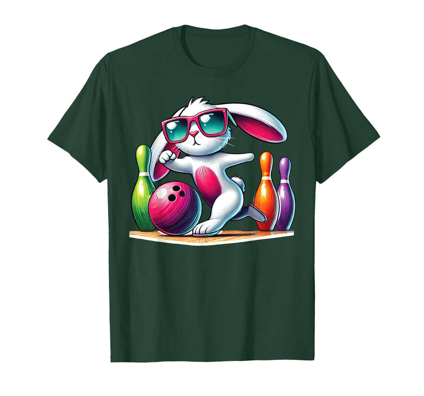 Bowling ball & pins Bunny ear Egg Hunting Easter Bowling T-Shirt