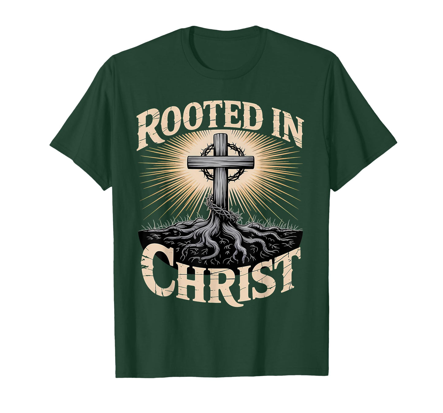 Rooted in Christ Christian Faith Jesus Cross T-Shirt