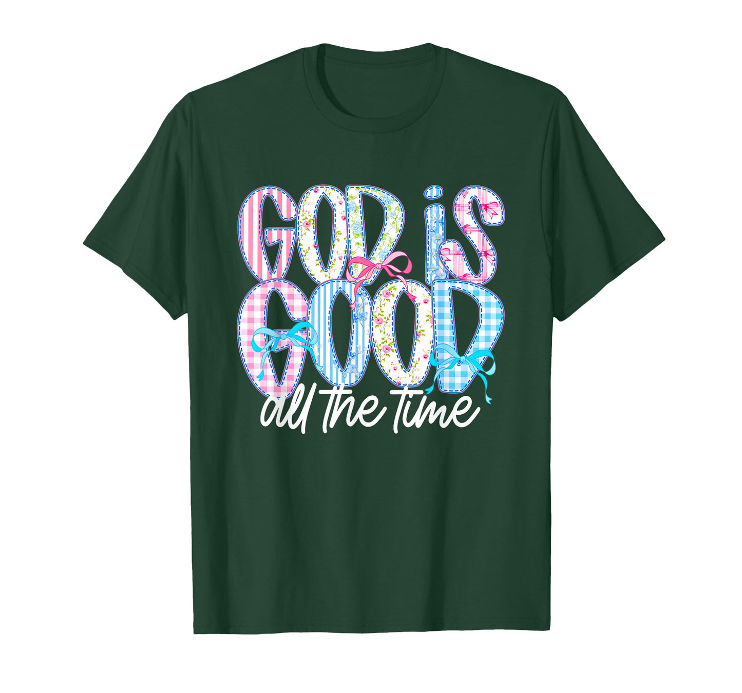 Cute Christian God Is Good All The Time Jesus Coquette Bow T-Shirt