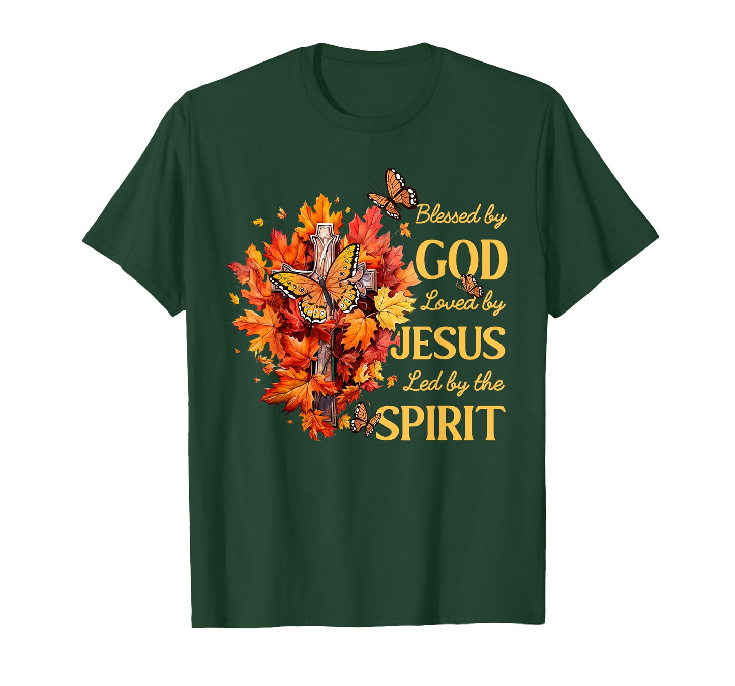 Christian Lover Thanksgiving Blessed by God Loved by Jesus T-Shirt