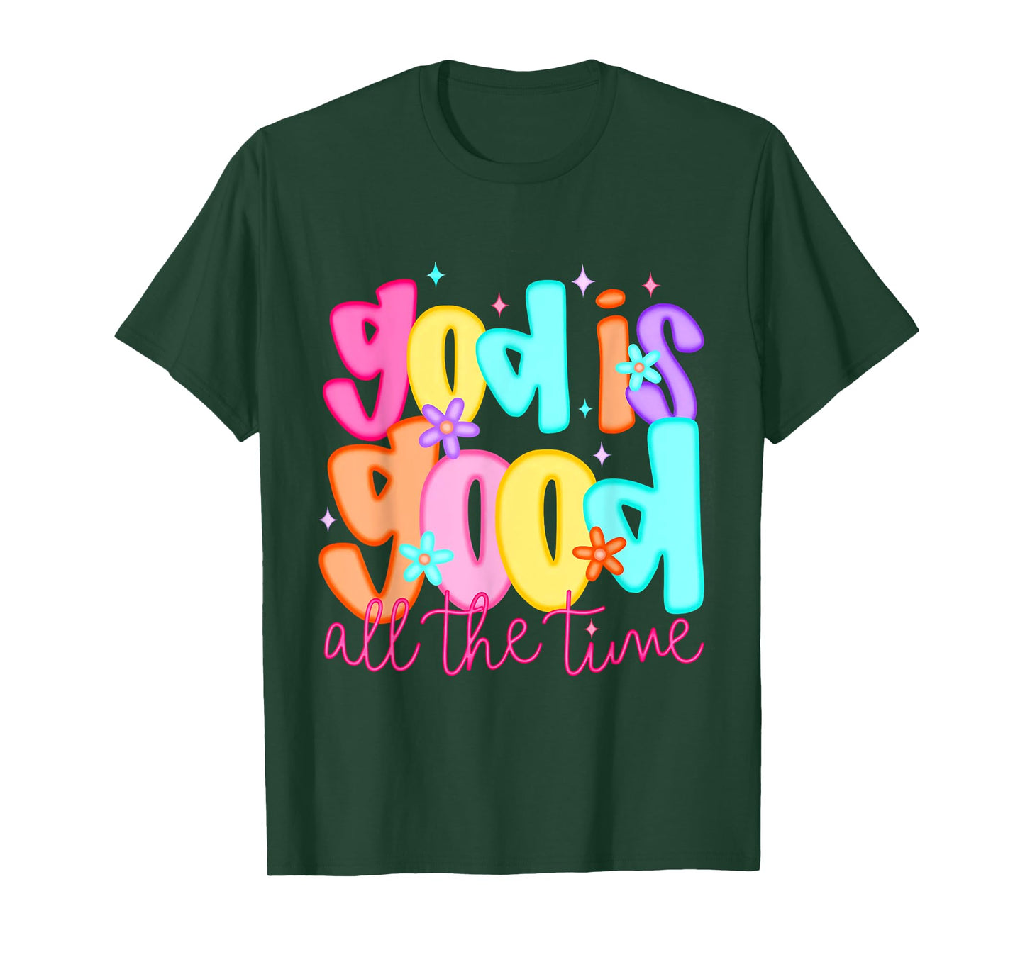 God Is Good All the Time Retro Groovy T-Shirt