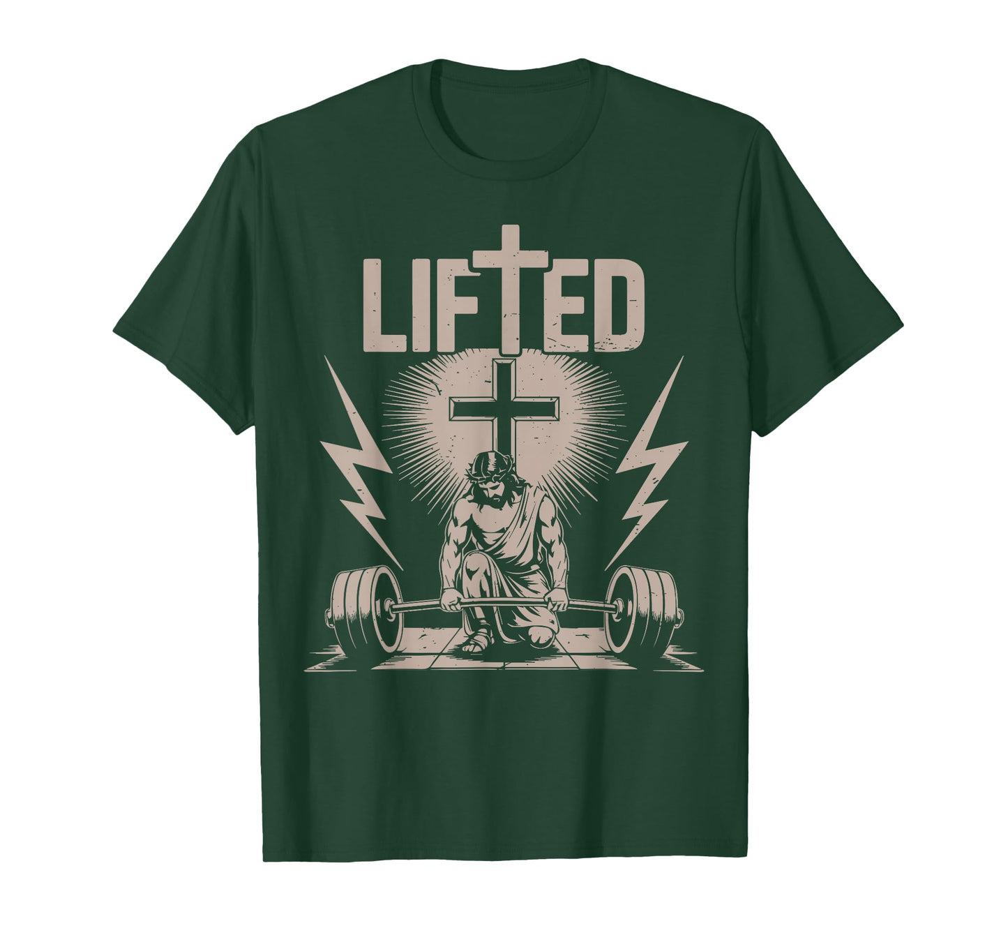 Lifted Funny Christian Workout Gym Jesus Weightlifting Cross T-Shirt