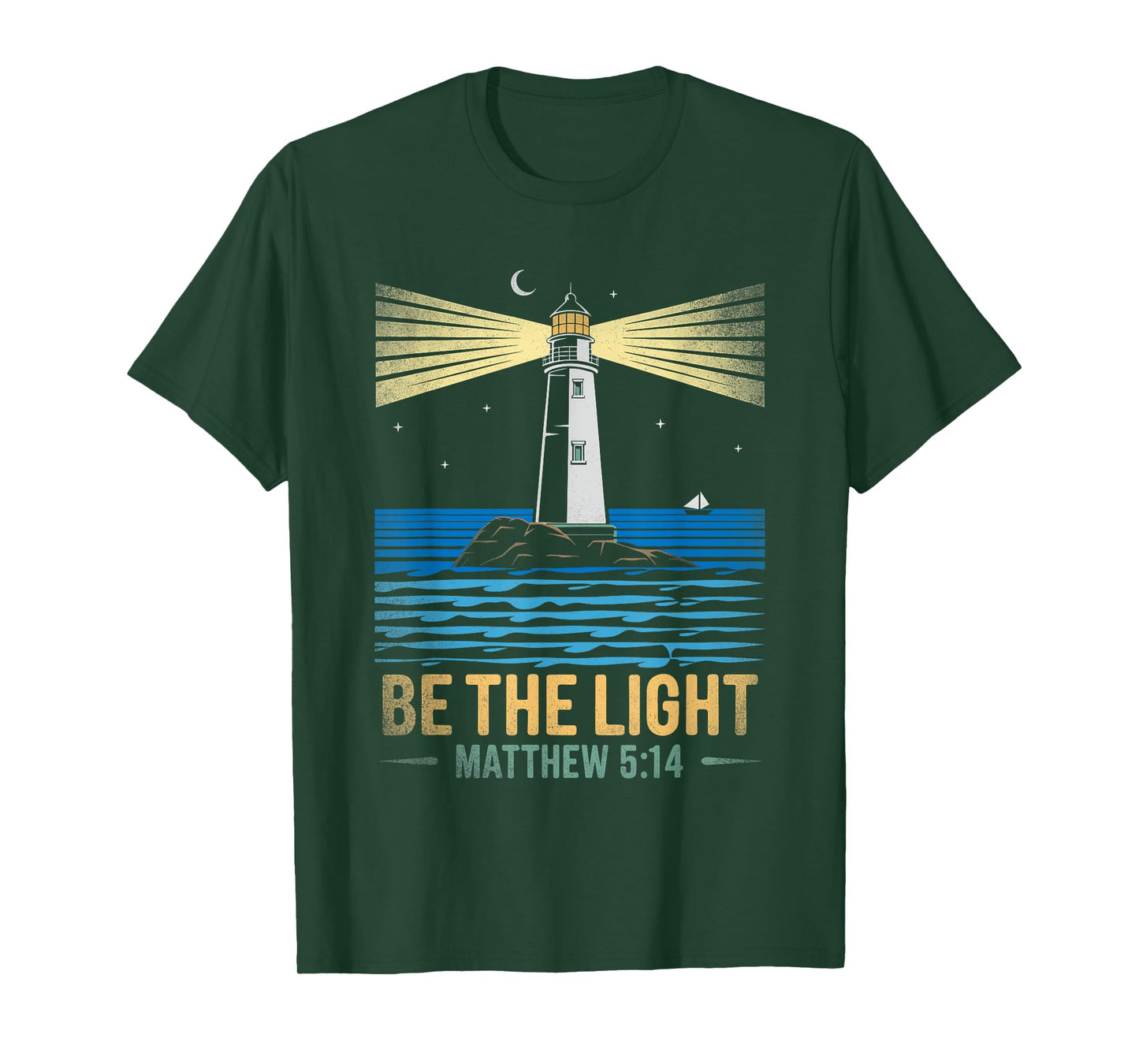 Retro Vintage Lighthouse Bible verse Christian shirt T-Shirt
