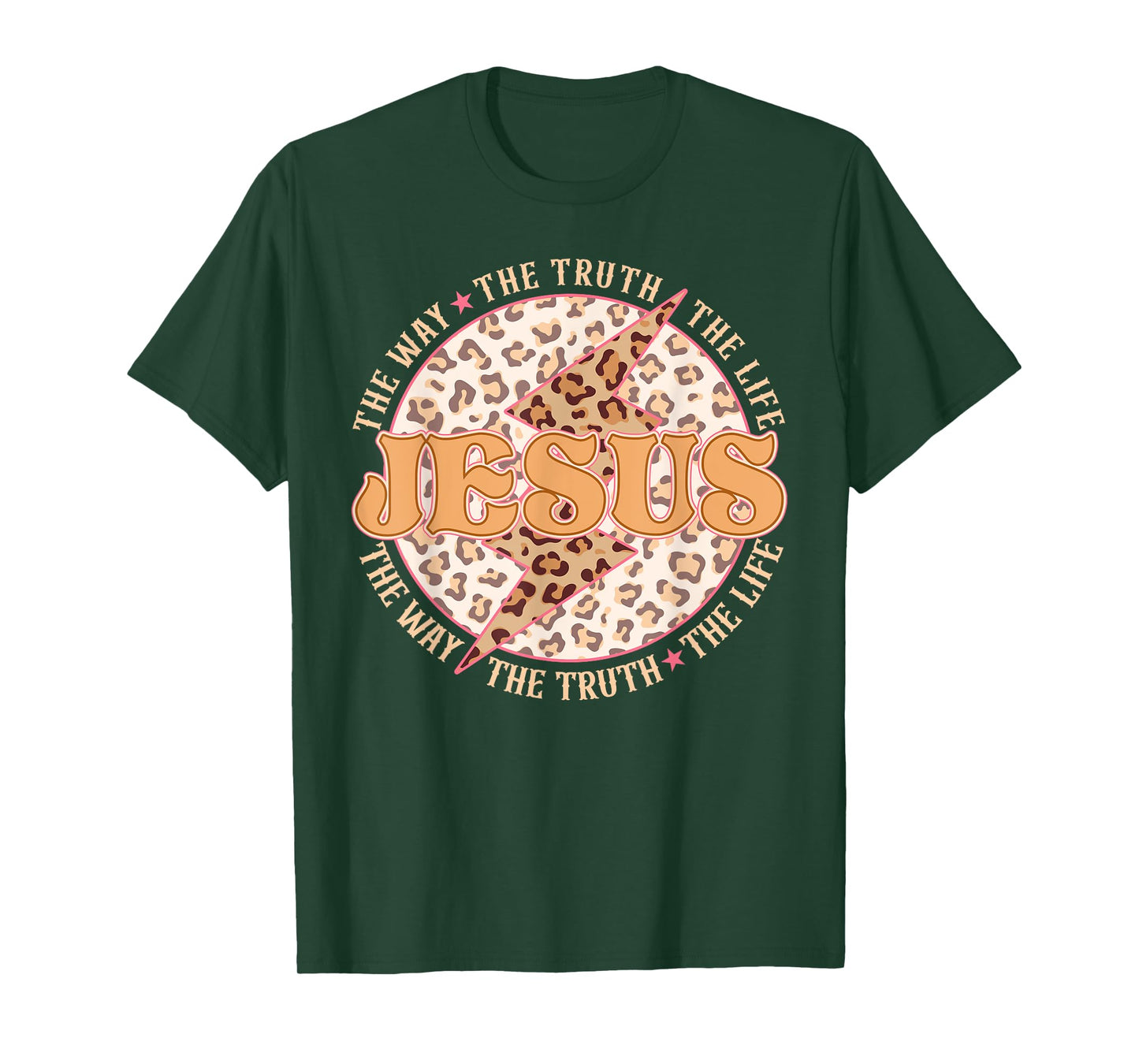 Jesus The Way Truth Retro Groovy Lightning Leopard Women Men T-Shirt