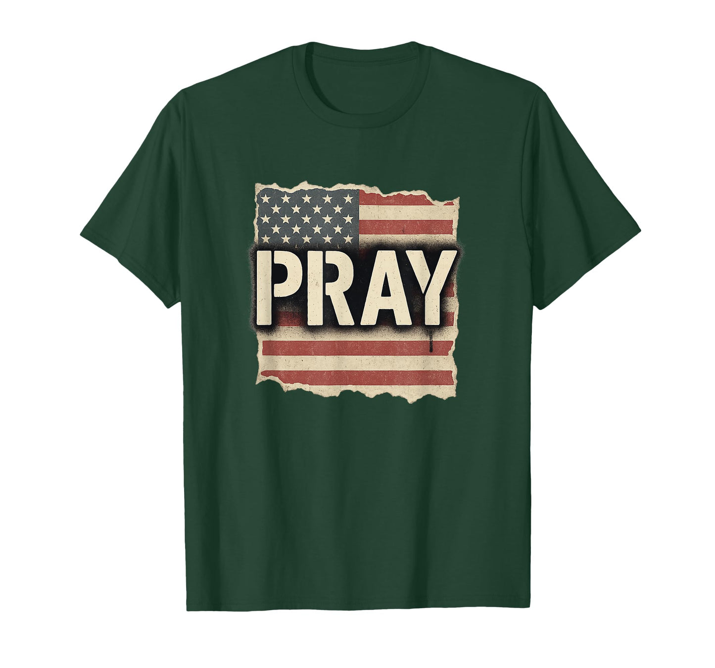Pray Over America Patriotic Christian Flag Design - Prayer T-Shirt