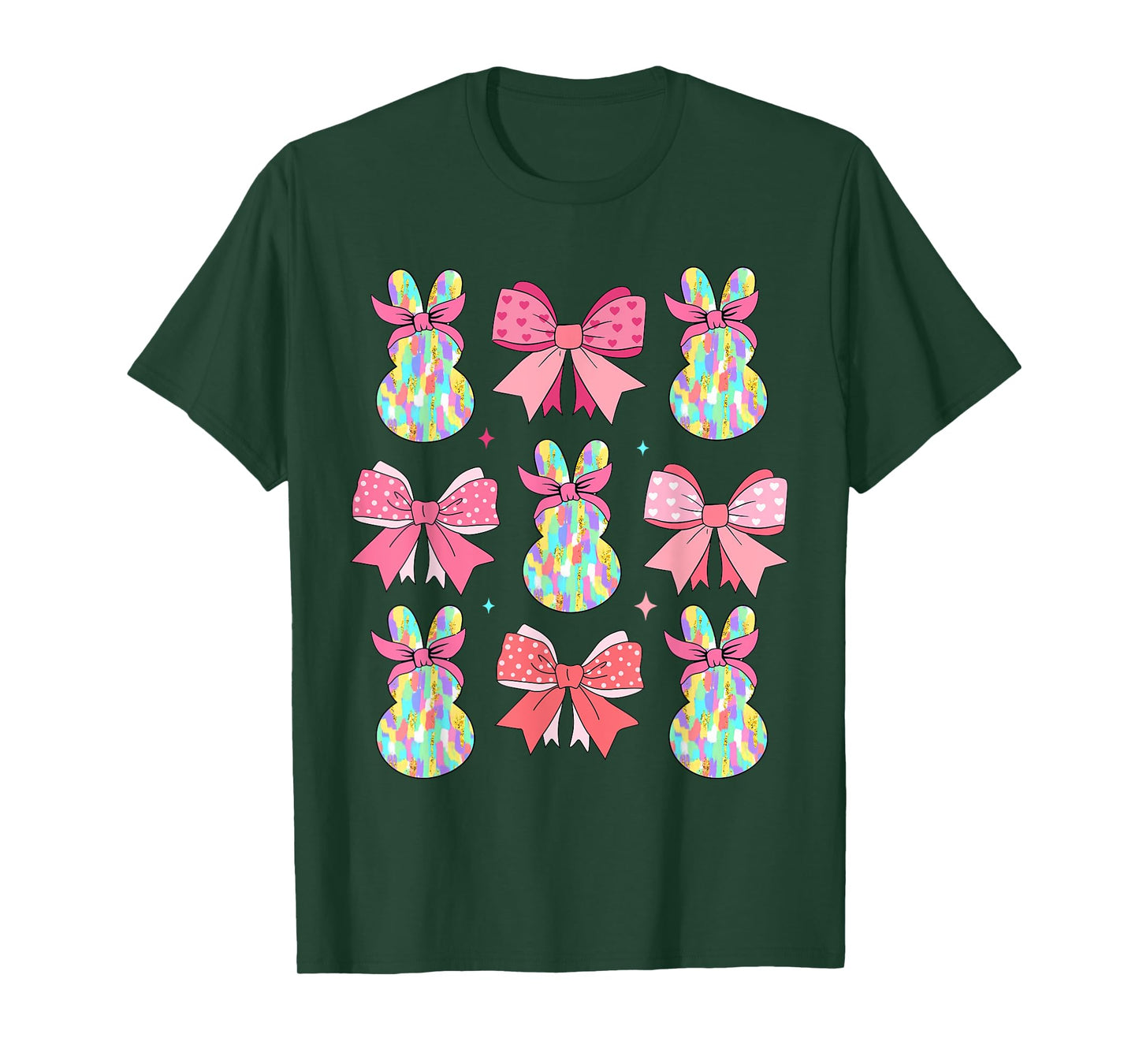 Cute Easter Bunny Face Coquette Bow Easter Day Girls Women T-Shirt