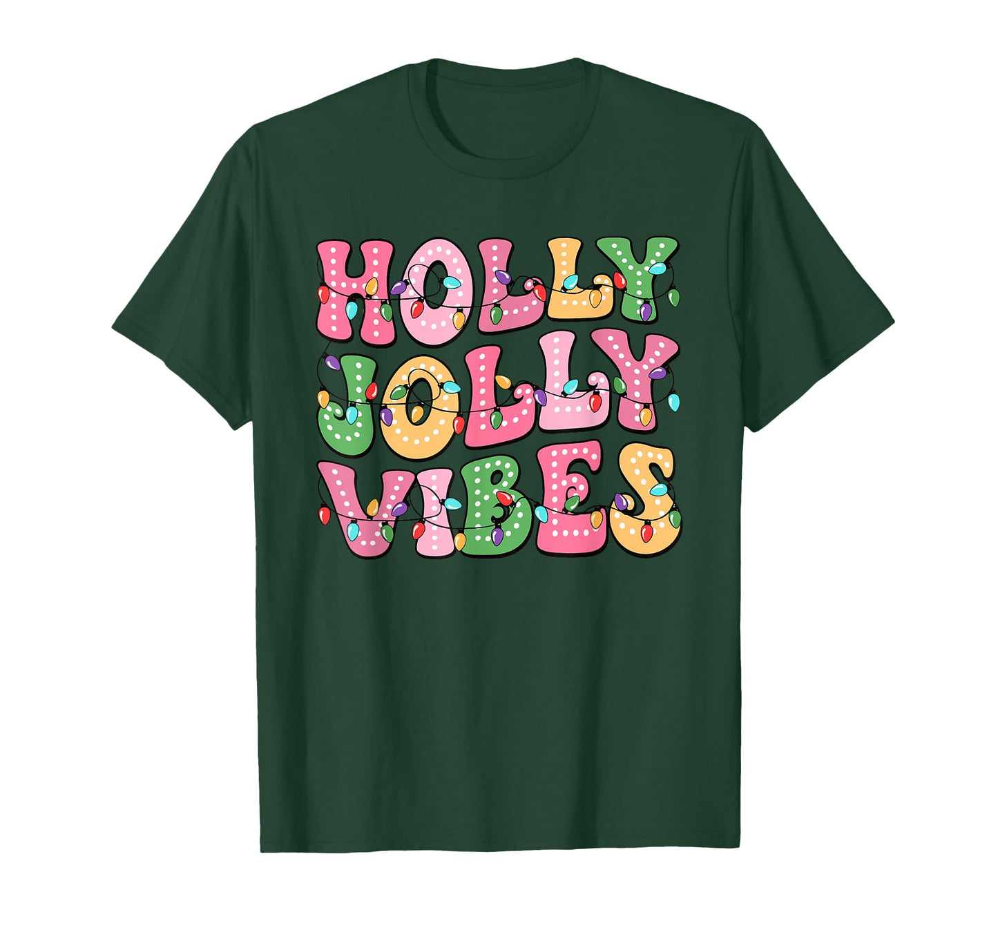 Groovy Holly Xmas Jolly Vibes Pink Christmas Xmas Men Women T-Shirt