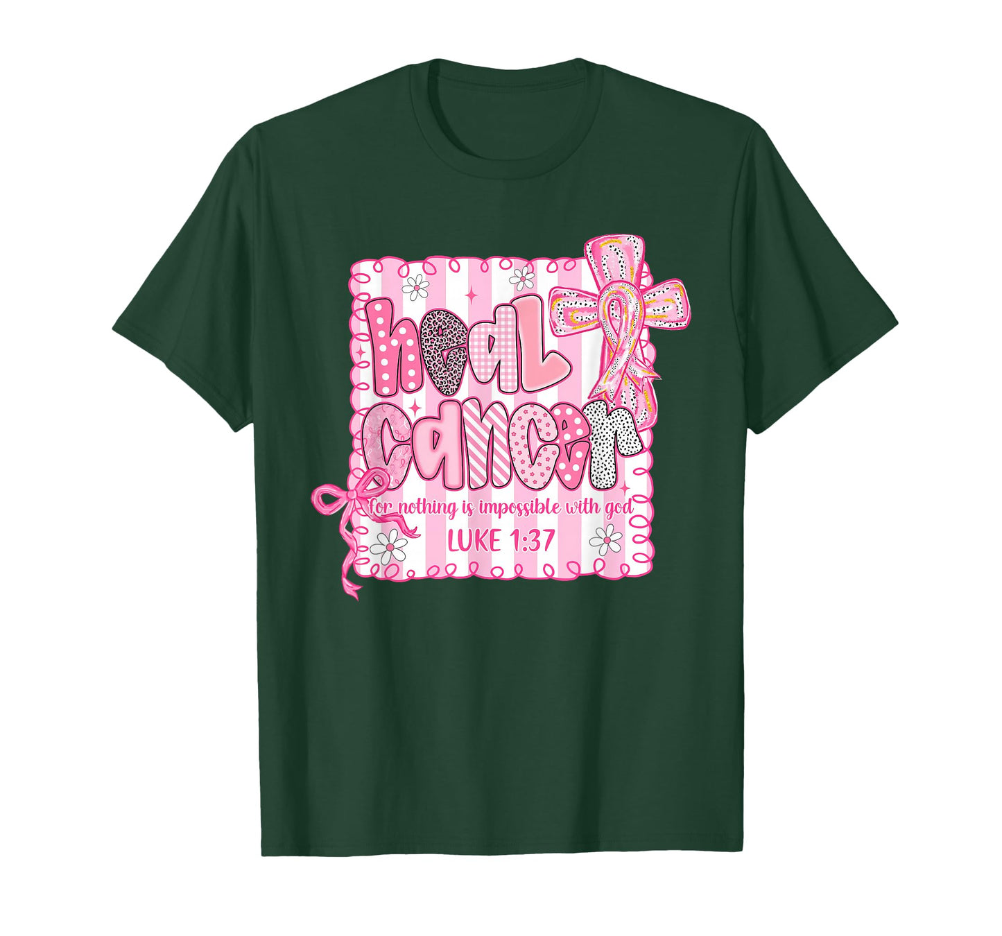 Heal Cancer Believe God Christian Breast Cancer Awareness T-Shirt
