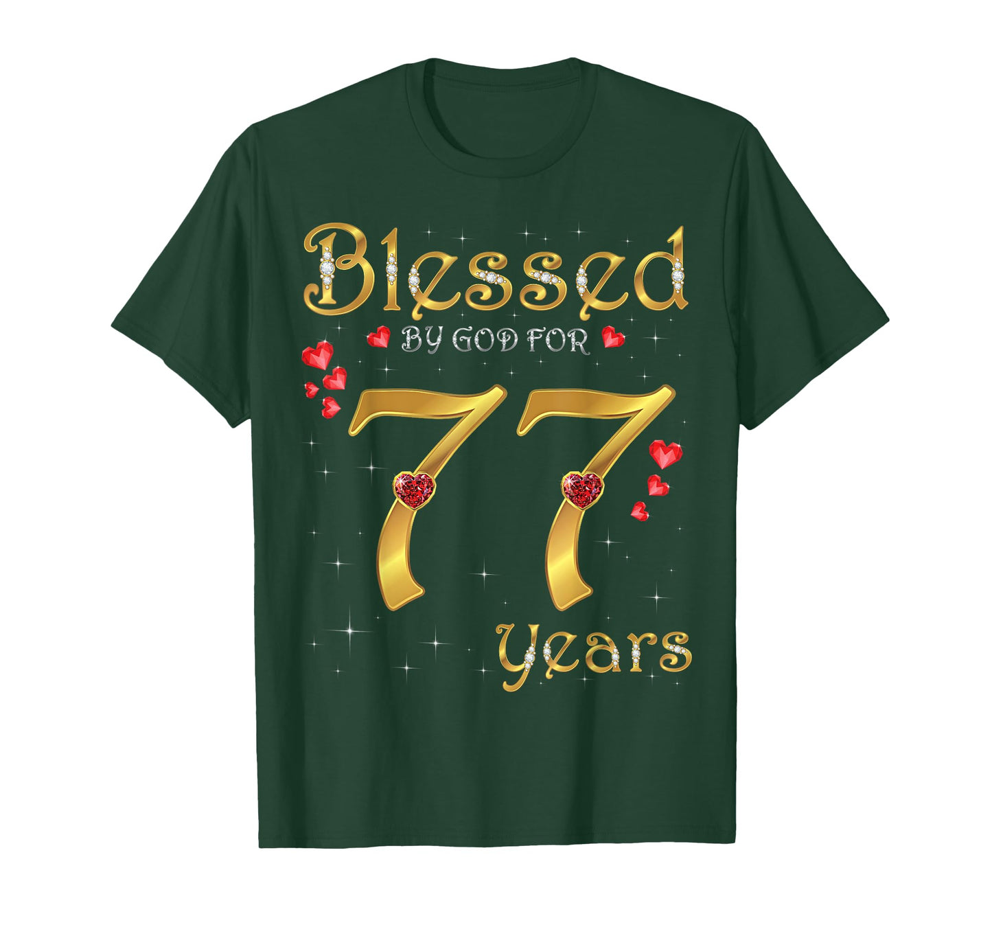 Blessed By God For 77 Years Old 77th Birthday Party Queen T-Shirt