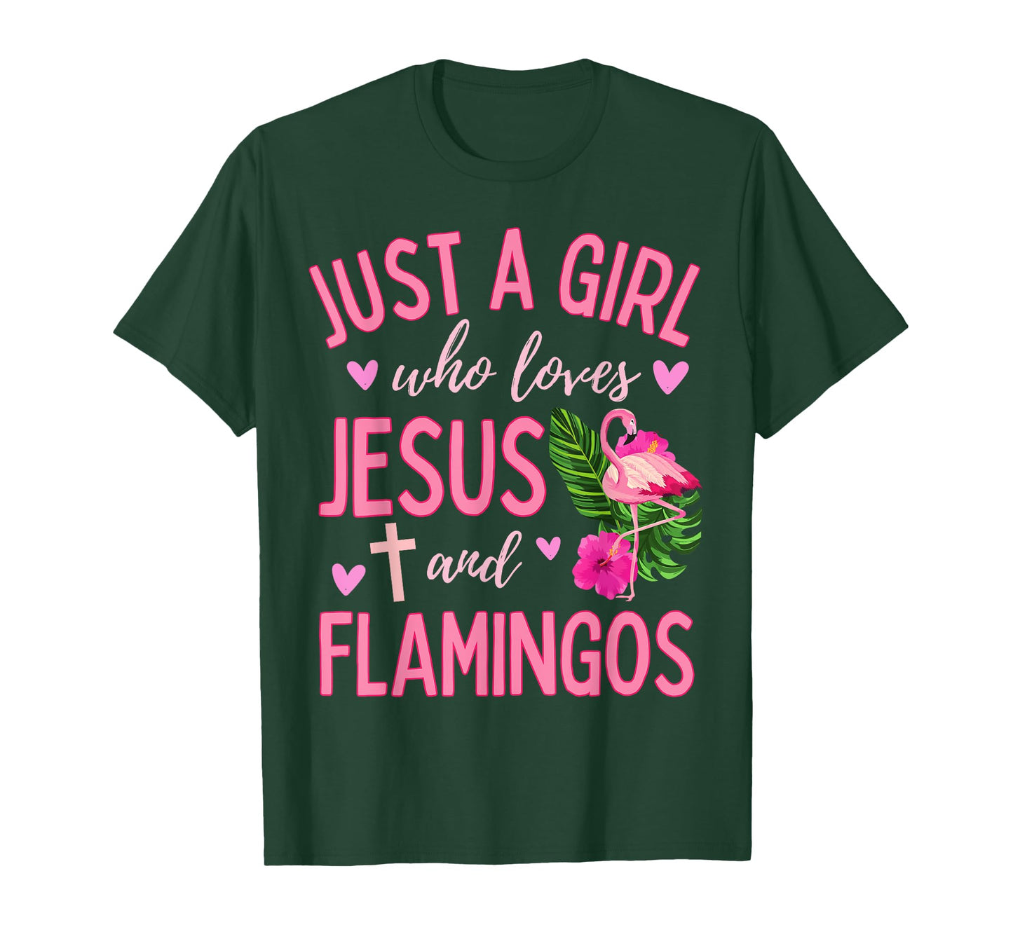 Just A Girl Who Loves Jesus and Flamingos Christian Cute T-Shirt