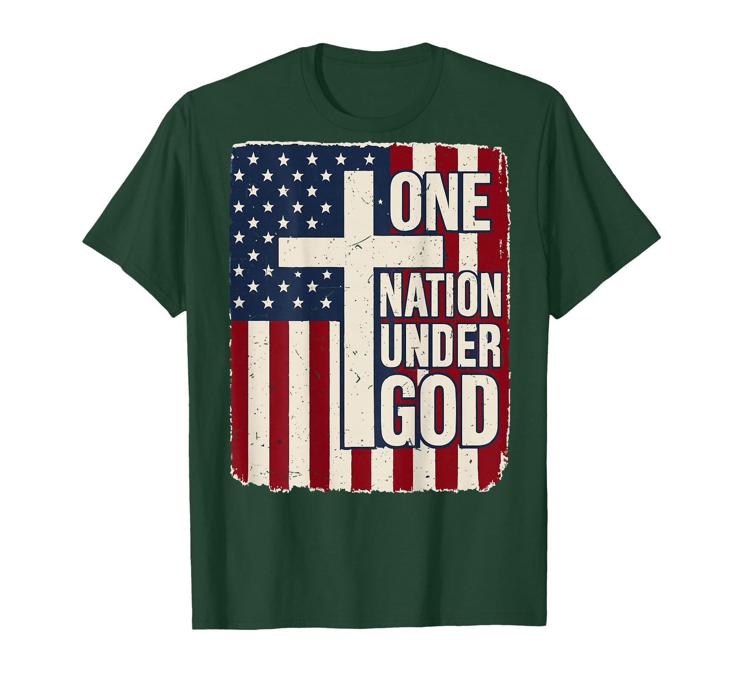 Back One Nation Under God American Flag Christian Patriotic T-Shirt