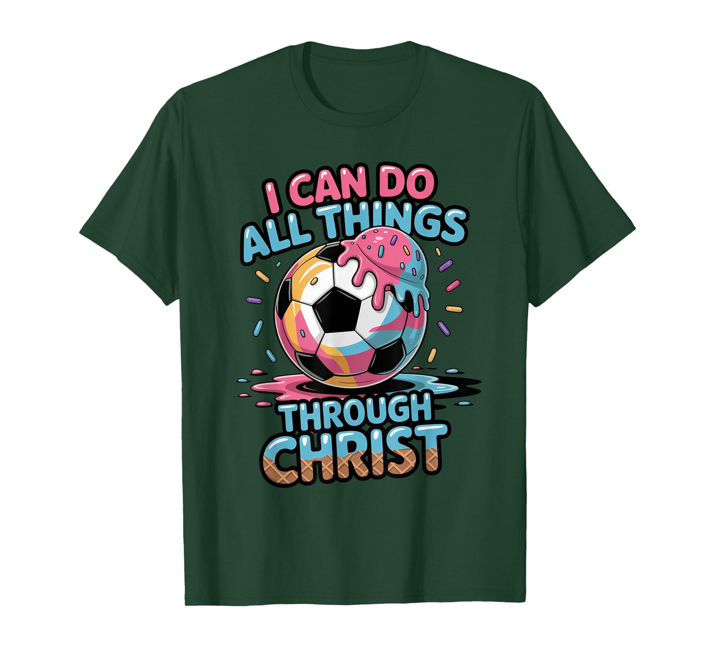 Soccer Shirts Boys Christian Philippians 4:13 Ice Cream Drip T-Shirt