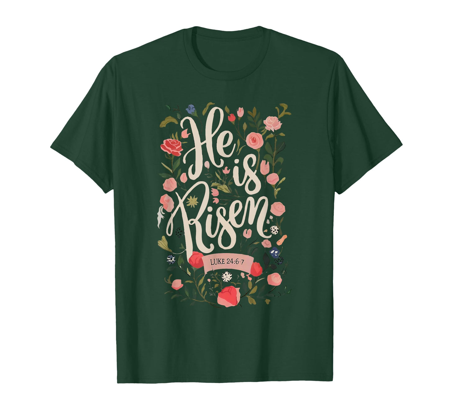 He Is Risen Happy Easter Spring Jesus Christian Wildflower T-Shirt