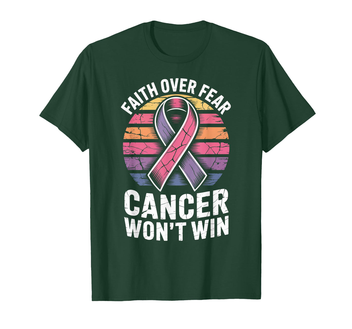 Faith Over Fear Cancer Wont Win Pink Ribbon Support T-Shirt