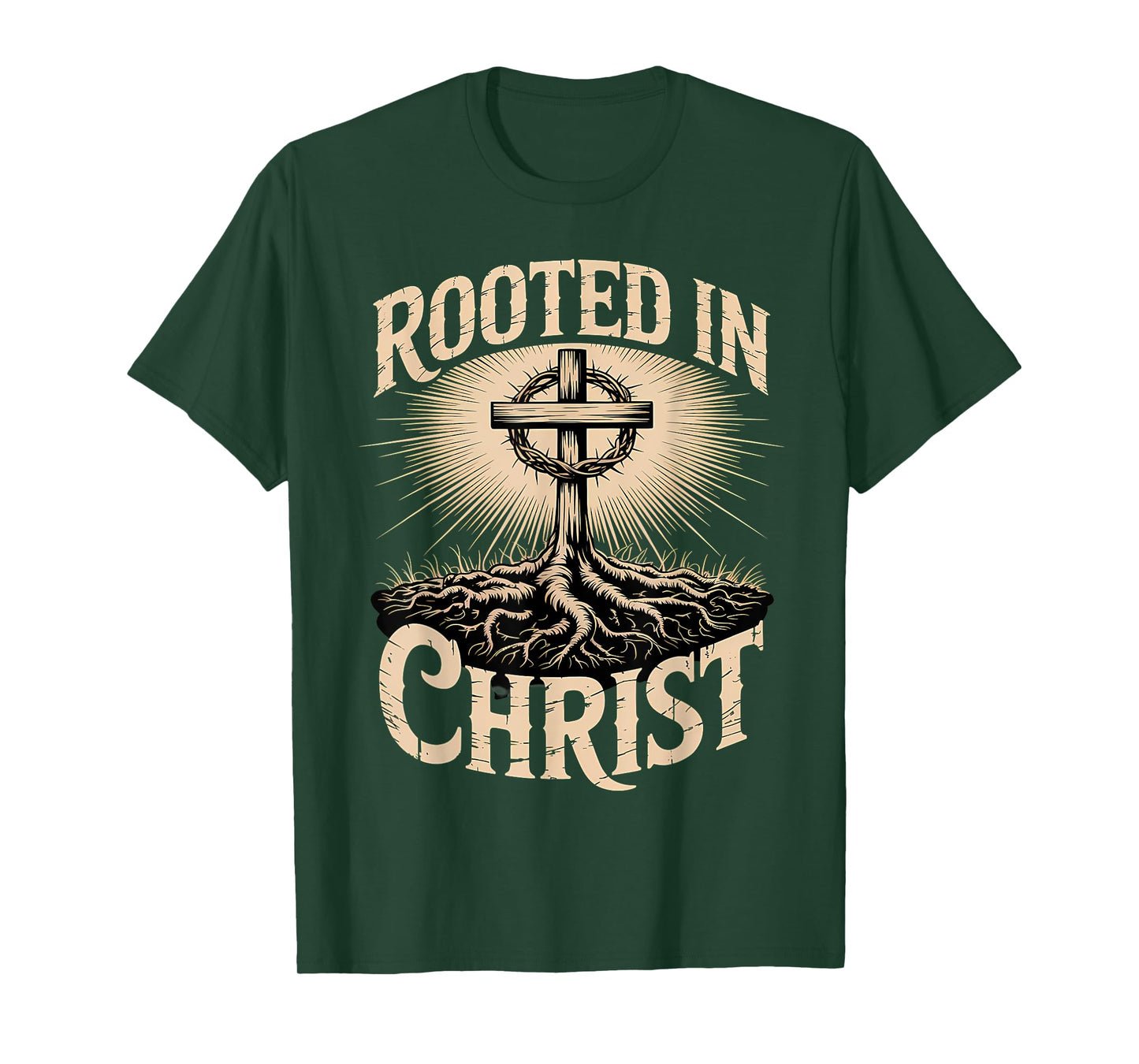 Rooted in Christ Christian Faith Jesus Cross T-Shirt