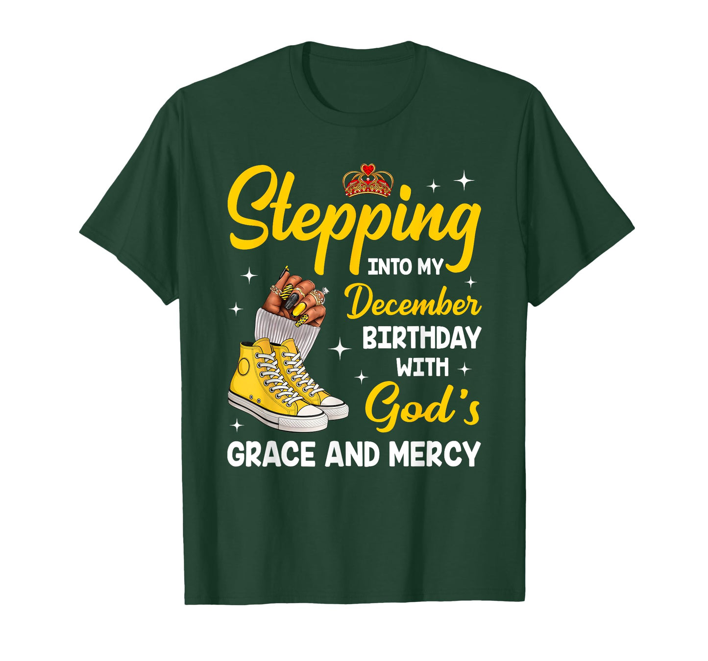 Stepping Into My December Birthday Queen Melanin Afro Woman T-Shirt