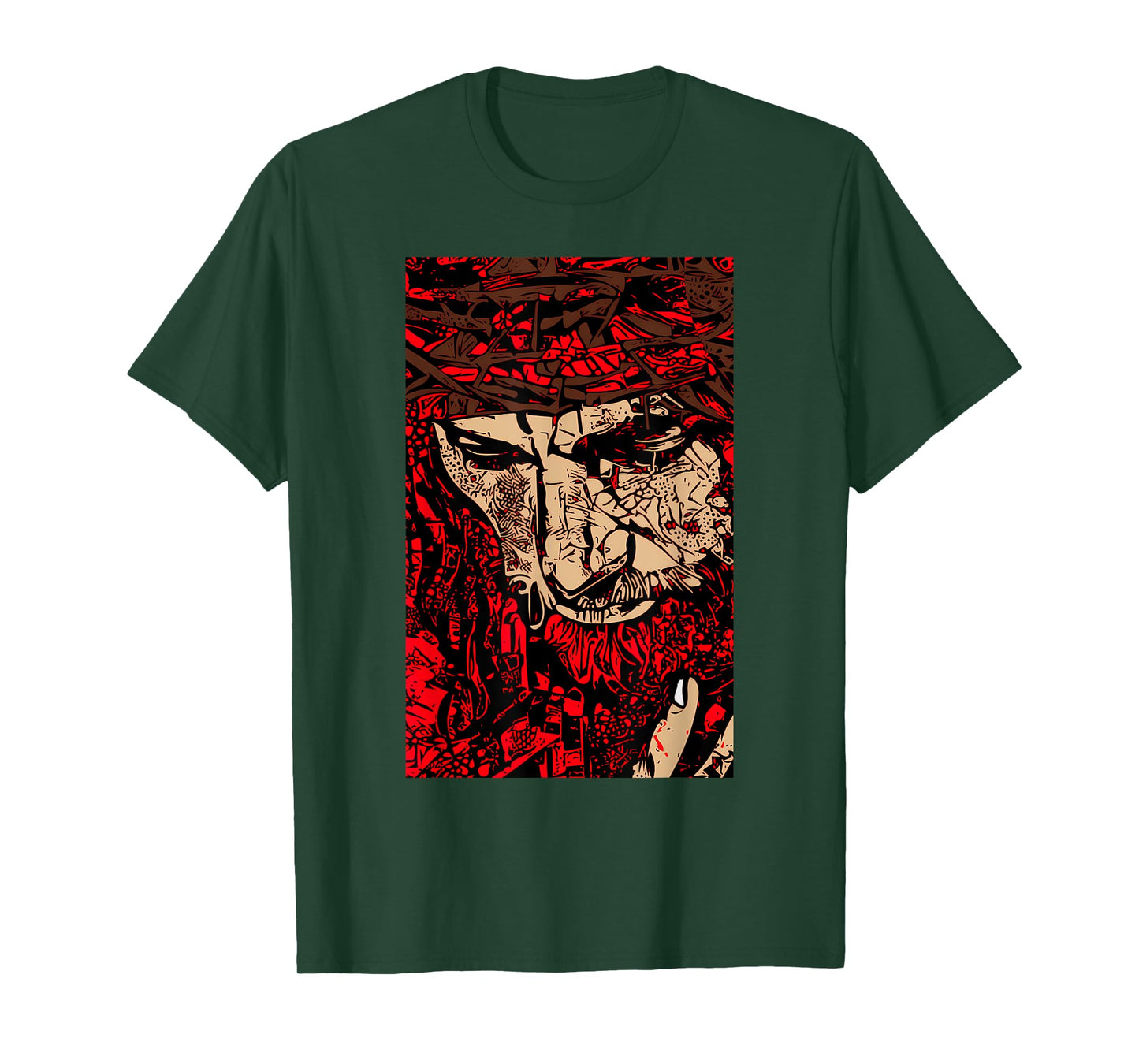Jesus Funny Face of Jesus with Crown of Thorn Graphic T-Shirt