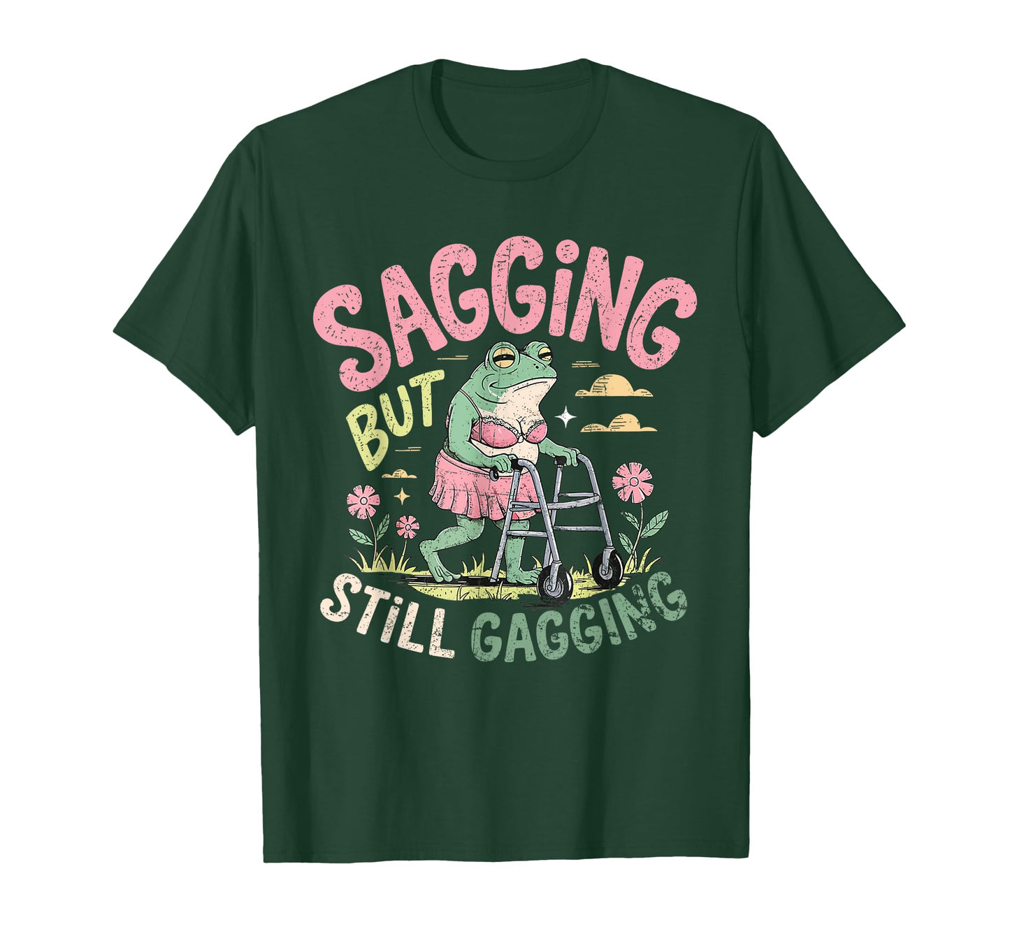 Sagging But Still Gagging Frog Funny Vintage Meme Cringe T-Shirt