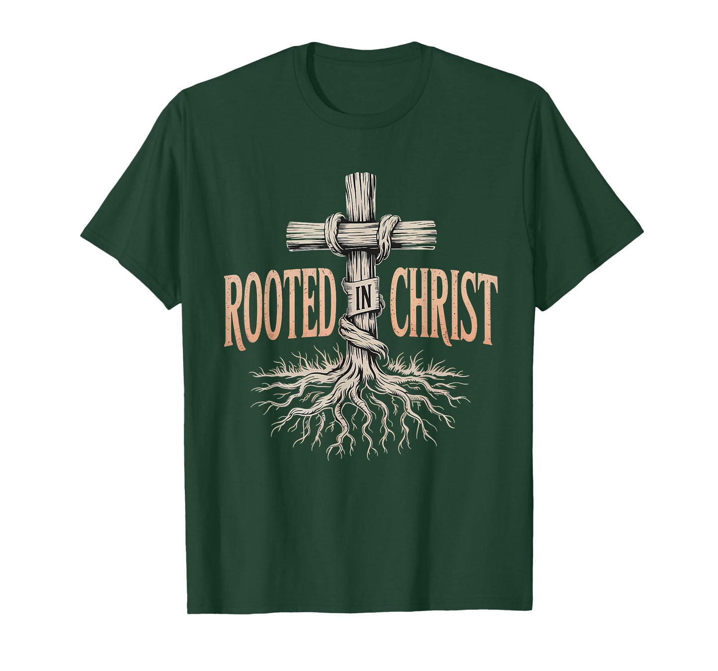 Rooted in Christ Jesus Christian Faith Cross T-Shirt