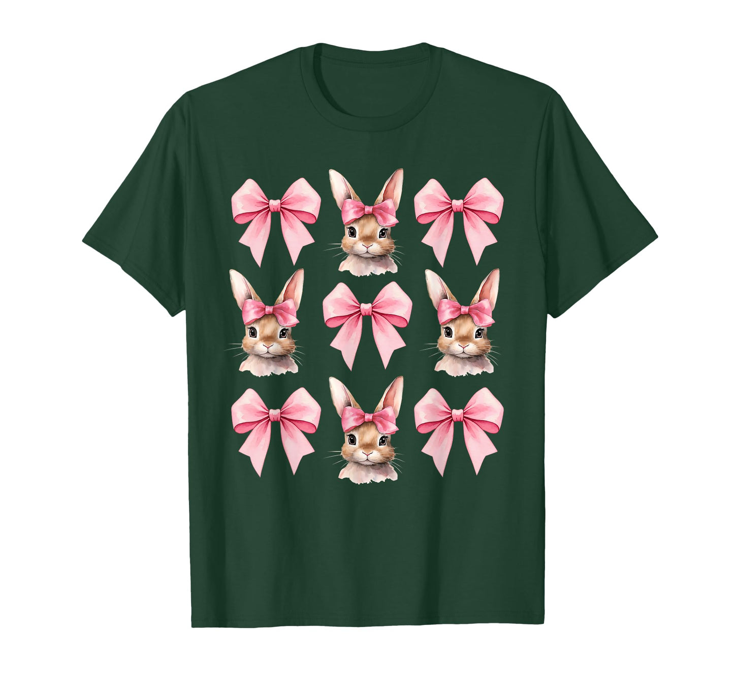 Cute Easter Bunny Face Coquette Bow Easter Day Girls Women T-Shirt