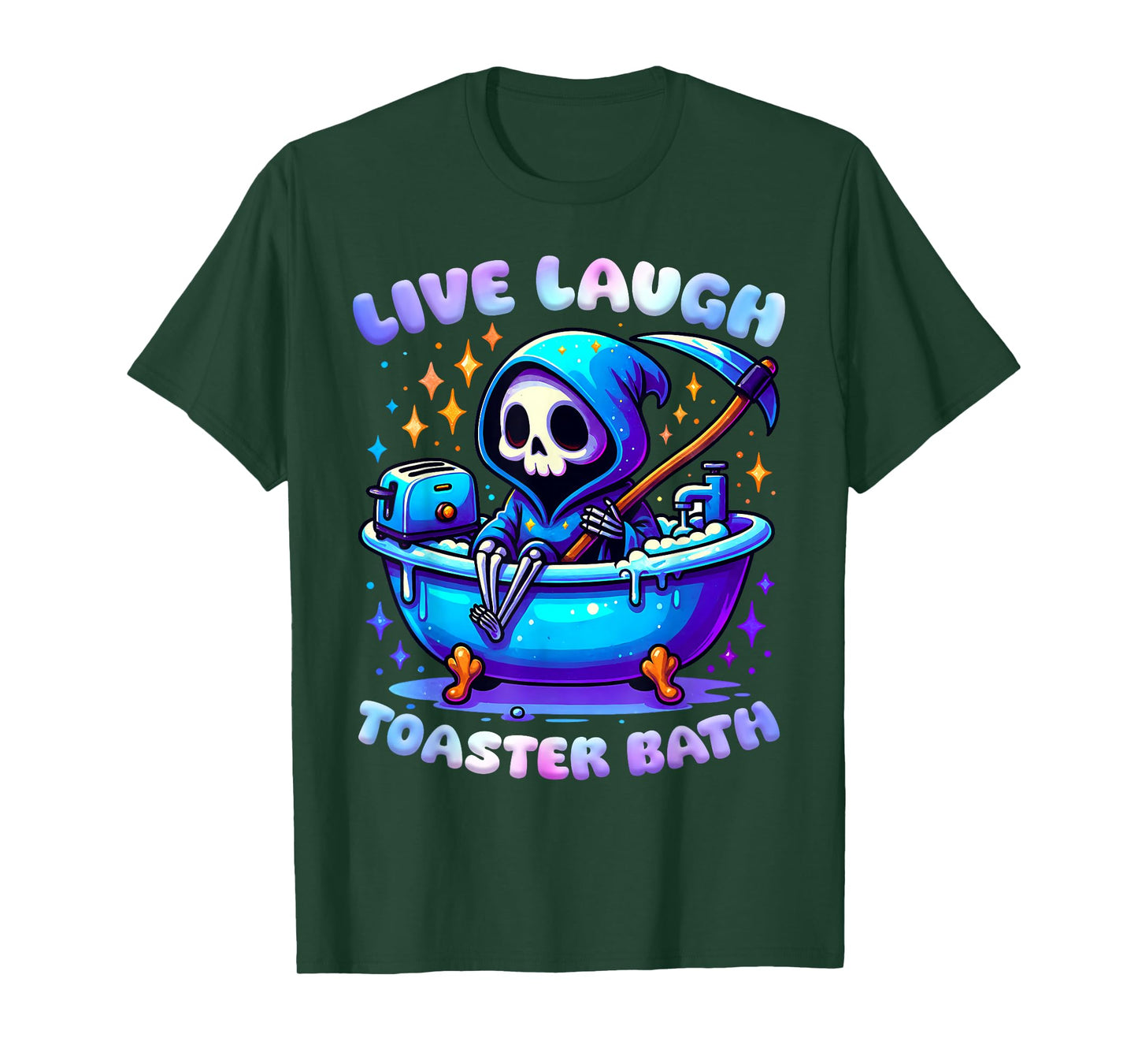 Live Laugh Toaster Bath Skeleton Funny Meme Saying T-Shirt