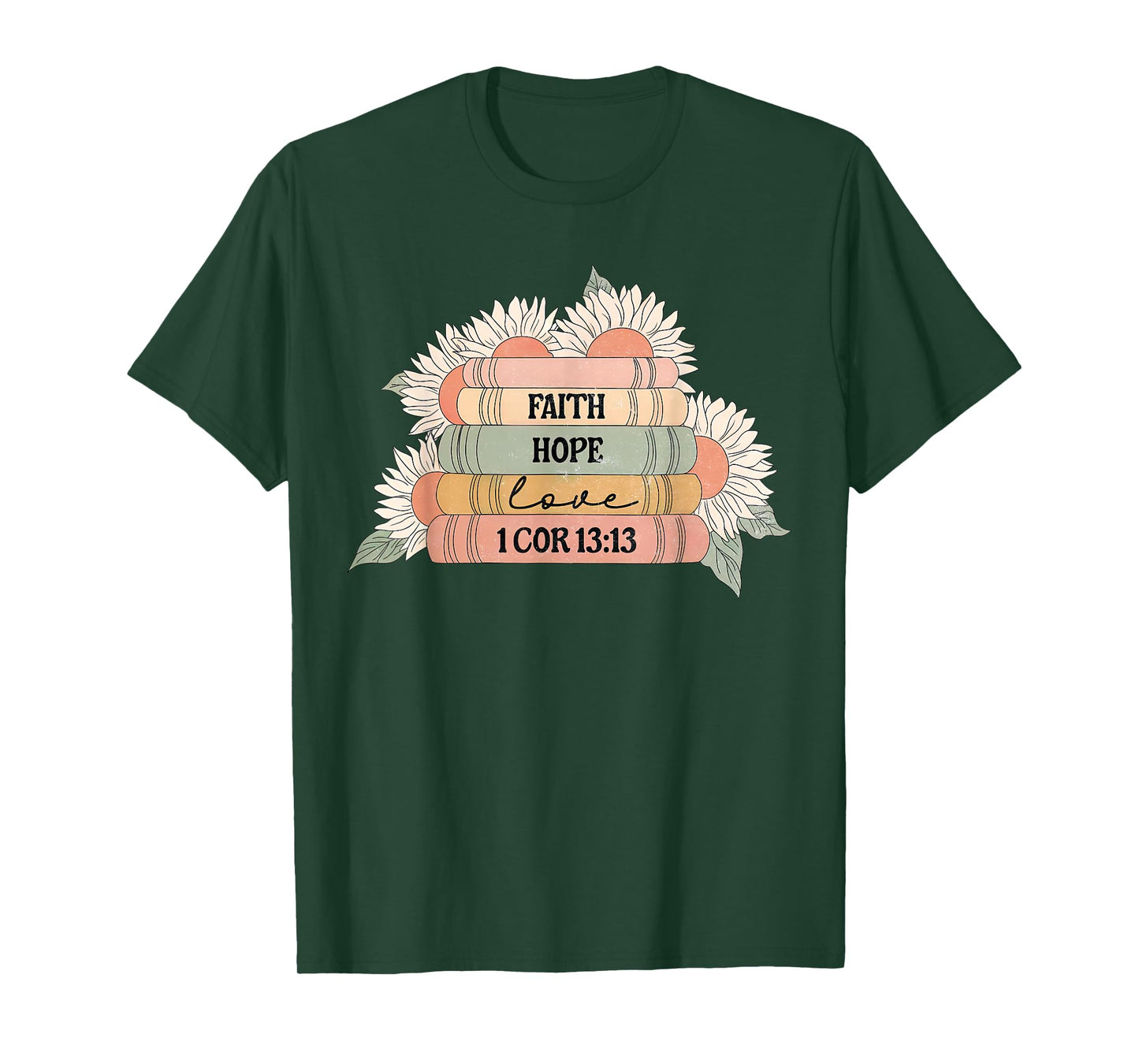 Vintage Sunflower Book Faith Hope Love Bookish Christian T-Shirt