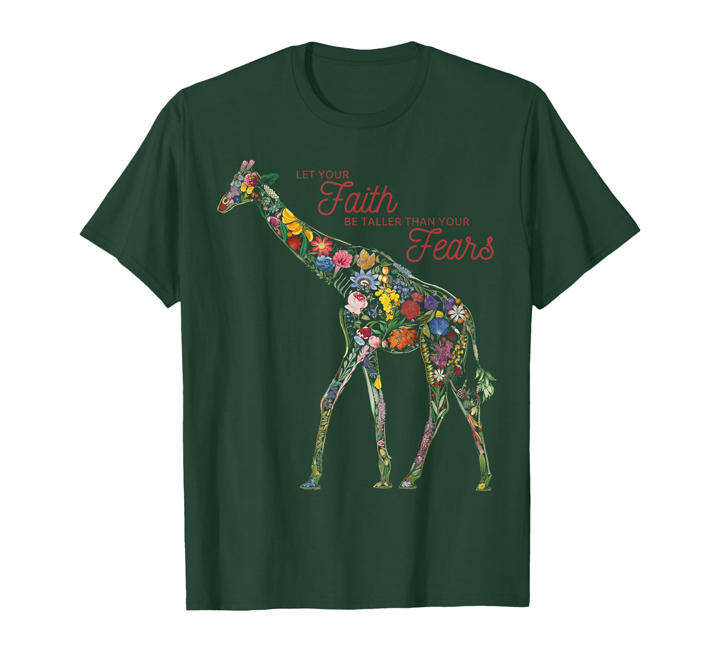 Wildflower Giraffe Let Your Faith Be Taller Than Your Fears T-Shirt