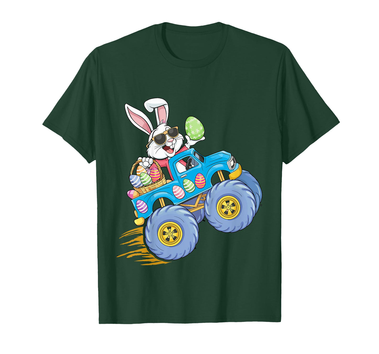 Kids Easter bunny riding monster truck for egg hunting kids T-Shirt