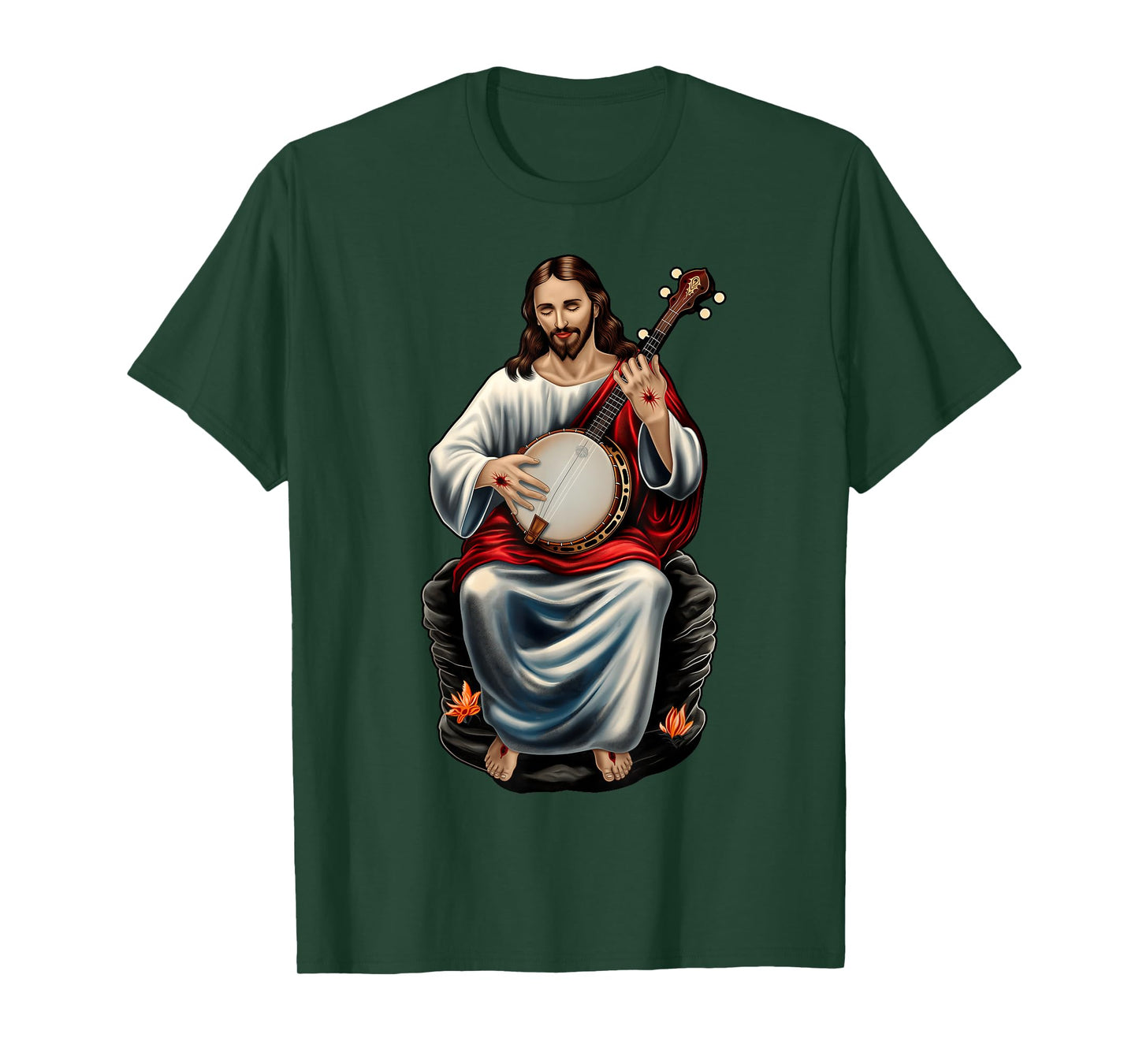 Jesus Christian Religious Playing Banjo Bluegrass T-Shirt