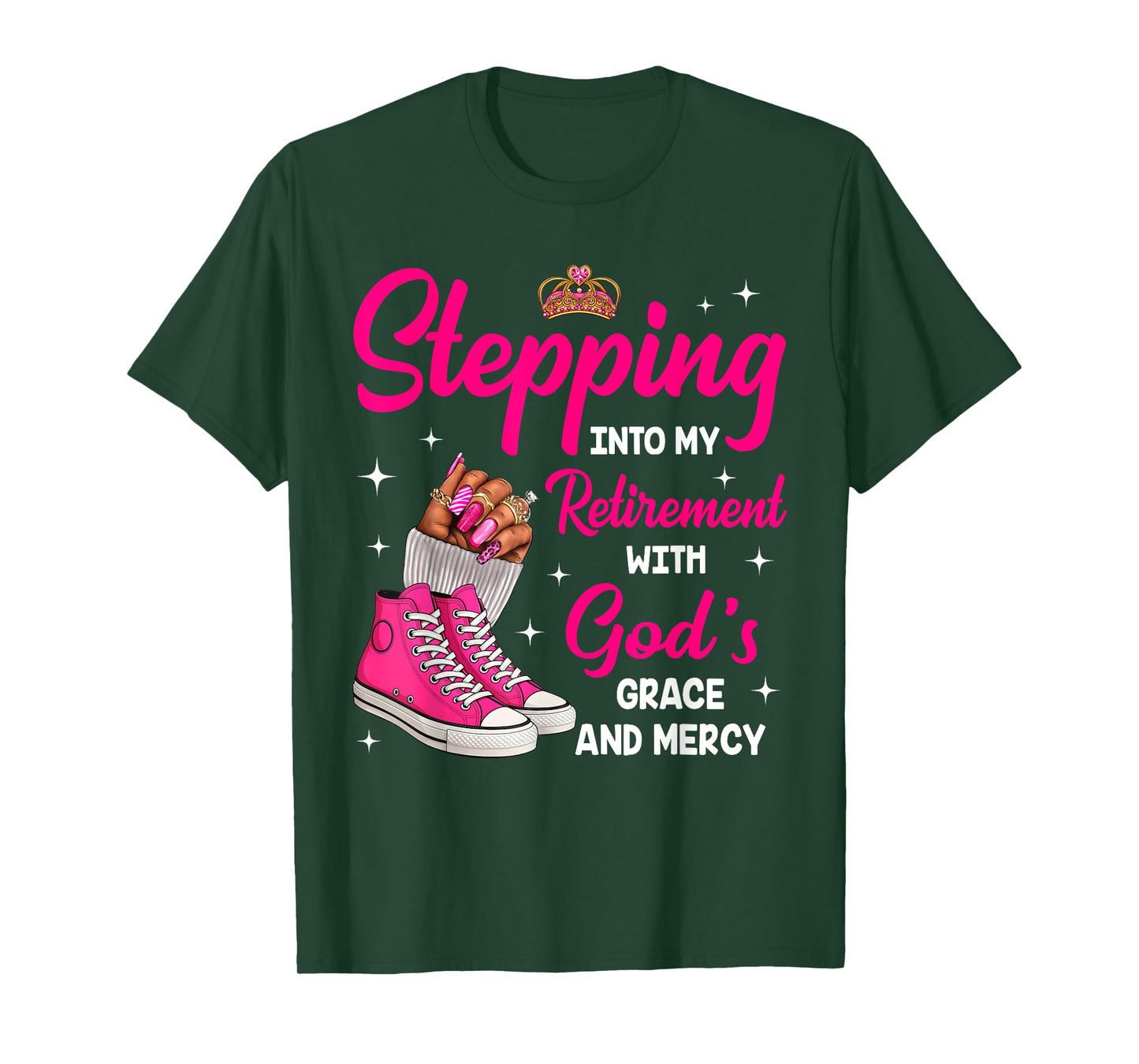 Stepping Into My Retirement Afro Woman Melanin Queen T-Shirt