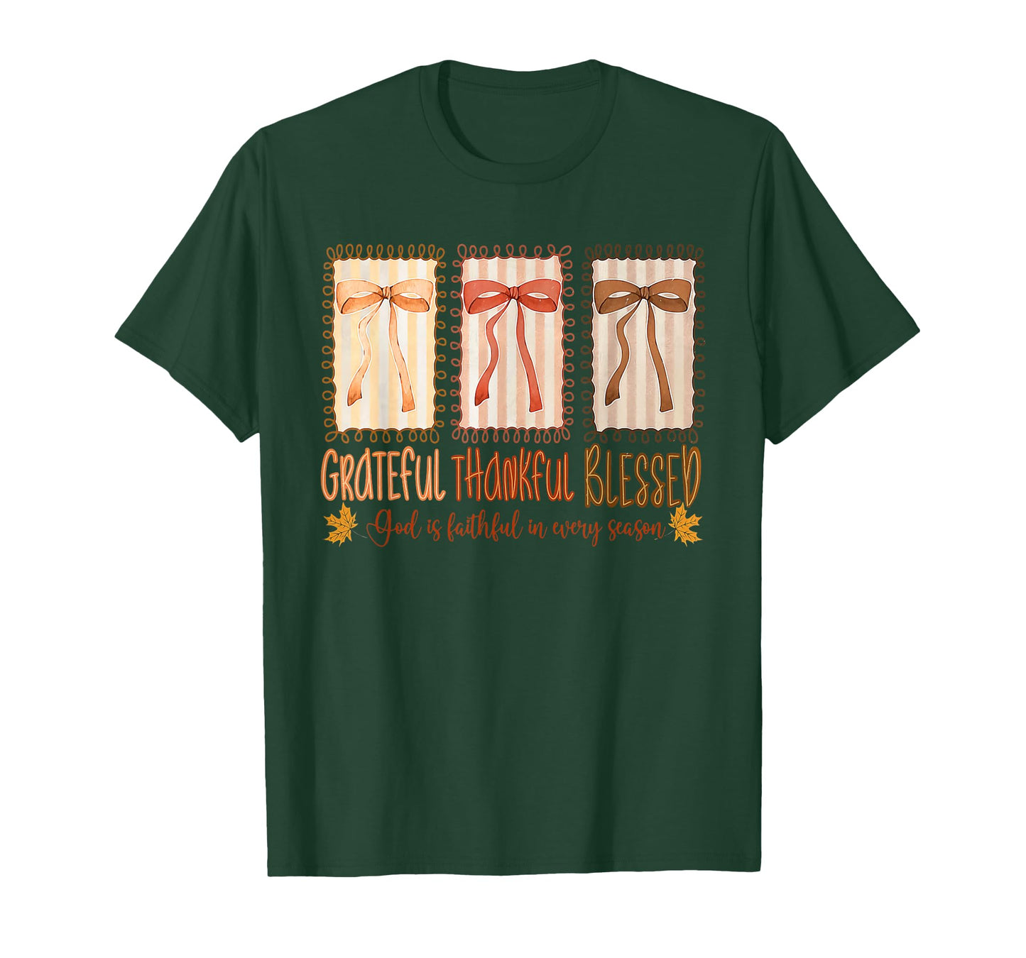 Grateful Thankful Blessed God's Faithful Christian Faith Bow T-Shirt